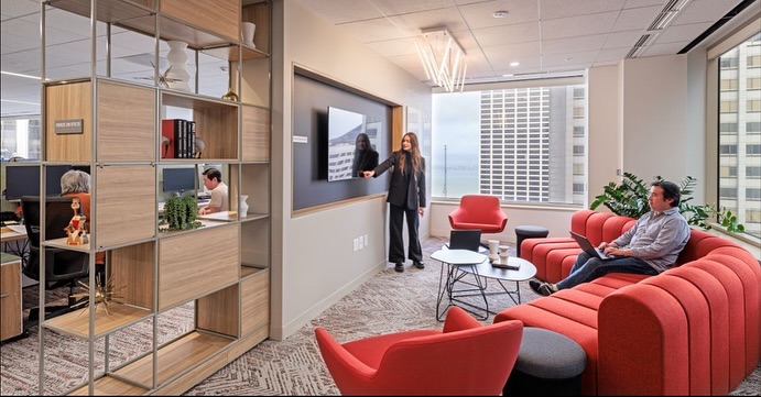 Project Spotlight: Berkshire Hathaway ✨
We loved working with Spacestor to support our client’s San Francisco and Walnut Creek spaces with customized Palisades – for zone dividing, storage and display.
With stone grey grid work, and shelves in cypress woodgrain, the product helps to divide space, displaying ornaments and literature, and giving area perimeters energy and character.
Soft woodgrains and homely decorative items encourage a residential feel while maintaining brand connection and team functionality.
We worked with client stakeholders and Hollander Design Group to maximize the budget and avoid sending furniture to landfill, choosing to repurpose pieces, as well as selecting new pieces that would complement the color palette and style.
#furniture #bayarea #workplacedesign #repurpose #spacestor #pivotinteriors