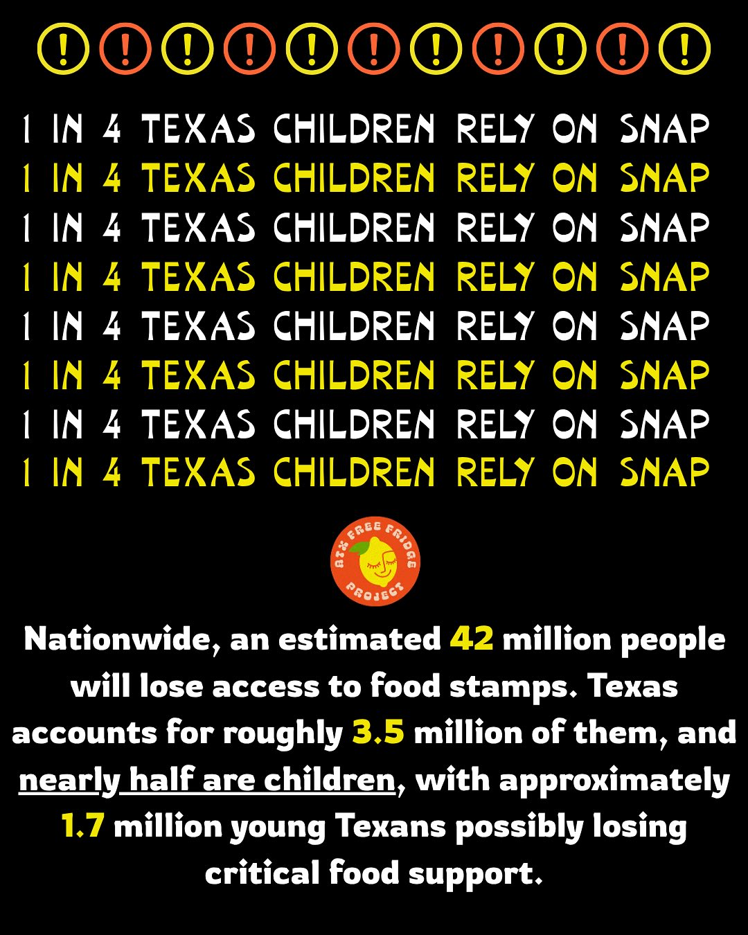And here we thought the scariest part of Halloween would be the costumes — not the possibility of the government cutting support for millions of families who rely on food access to survive.
Moments like this remind us that mutual aid is not a backup plan, community care is 24/7. ATX Free Fridge exists because the need is always here, shutdown or not, and because we support each other when systems fall short.
Please take a moment to swipe through this post. We included a few starting resources, and we would love to turn the comments into a shared resource hub for anyone needing support during this time.
Know a fridge, pantry, food program, or local resource? Drop it below so we can help our neighbors stay fed and cared for together. 🧡
💛 💛 💛 💛 💛 💛 💛 💛 💛 💛 💛💛💛
Y nosotros que pensábamos que lo más aterrador de Halloween serían los disfraces, no la posibilidad de que el gobierno recorte la ayuda a millones de familias que dependen del acceso a alimentos para sobrevivir.
Momentos como este nos recuerdan que la ayuda mutua no es un plan B; el cuidado comunitario es constante. ATX Free Fridge existe porque la necesidad siempre está presente, haya o no cierre de actividades, y porque nos apoyamos mutuamente cuando los sistemas fallan.
Por favor, dediquen un momento a revisar esta publicación. Incluimos algunos recursos para empezar, y nos encantaría convertir los comentarios en un centro de recursos compartidos para quienes necesiten apoyo durante este tiempo.
¿Conocen algún refrigerador, despensa, programa de alimentos o recurso local? Compártanlo abajo para que podamos ayudar a nuestros vecinos a mantenerse alimentados y cuidados juntos. 🧡