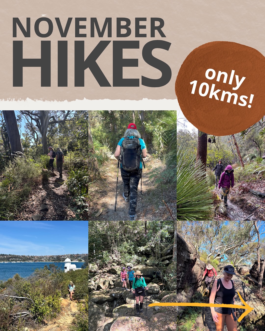 November Hikes Are Here! Each are around 10 km with just the right mix of challenge and calm. Saturdays are faster paced 3-hour outings, and Sundays stretch a little longer at 4 hours for those who want more time to wander.
Spaces are small and personal, so grab your spot early.
Link in bio to see what’s coming up this month!
#SeekSista #WomensHikingCommunity #OutdoorWomen #HikingForWellbeing #WomenWhoWalk #GetOutsideAustralia #NatureConnection #SlowAdventure #MindfulHiking #feelnsw #SydneyHikes #WeekendWander #BushwalkingNSW #visitnsw #FindYourSistas #WellbeingInNature #WomensOutdoors #SeekSistaDaysOut #GentleAdventure #MindfulOutdoors #WomenInNature #WomensWellness #ConnectionOverCompetition #HikeAndConnect #NatureLoversAustralia #OutdoorSisters #ForestBathingAustralia #HikingTogether #HikingMotivation #outdoorconfidence
