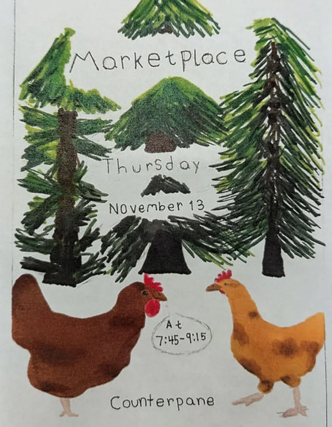 The Upper School Class is hosting a Marketplace event on Thursday, November 13th, where we'll be selling student-made products, baked goods, and hot drinks! Our doors will open at 7:45 am and the event will continue until 9:15 am.
All families (including non-immediate family members) are invited to attend!
The Marketplace is an event run by the Upper School students as part of their student business. The students will be able to take a card, cash, or check as payment. All profits from the Marketplace go back into the classroom to be used as the students see fit.
We hope to see you there!
