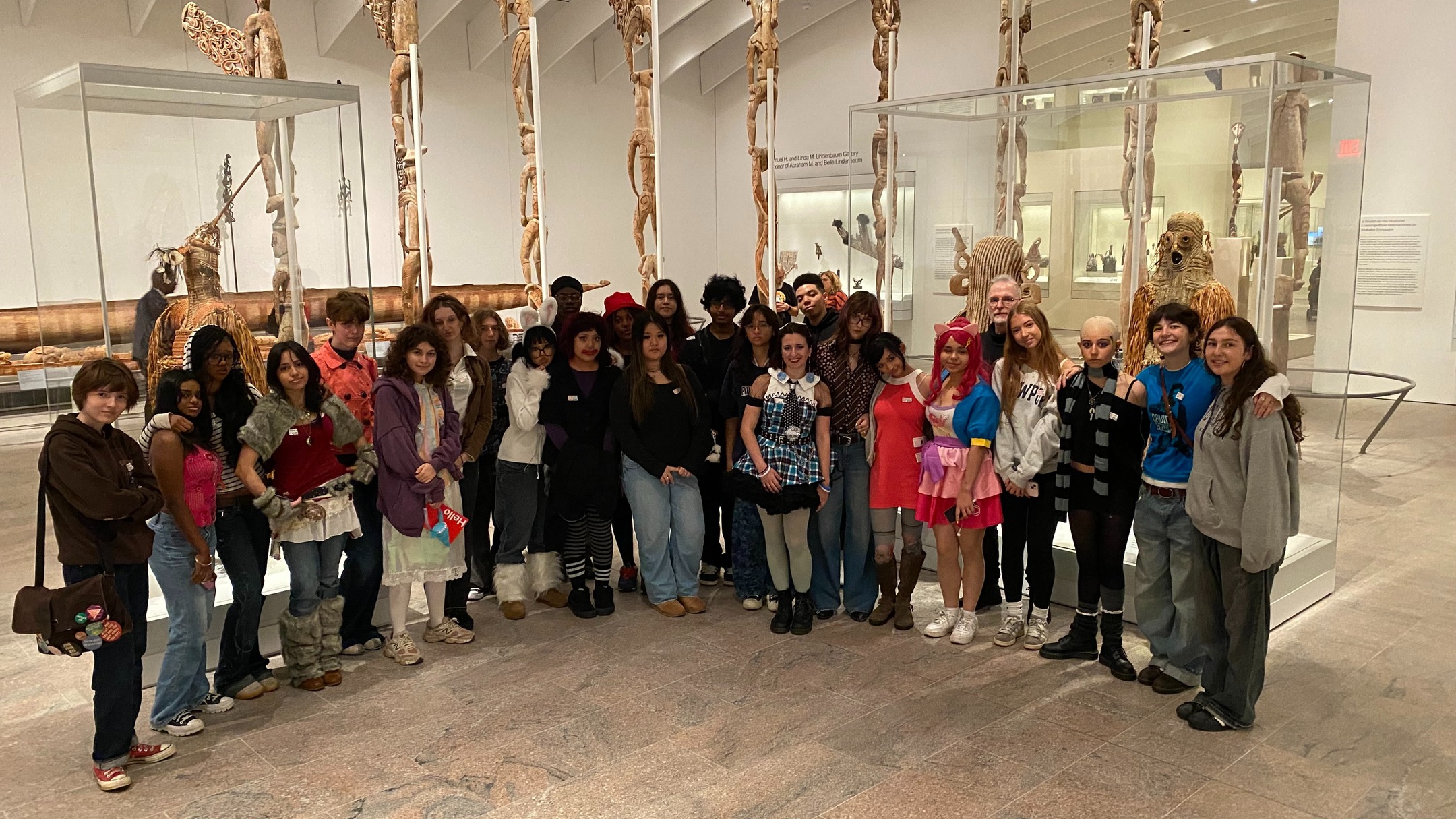 "Juniors Illustration at the Metropolitan Museum of Art."
Mr. Harrington and Mr. Weinstein's Illustration classes toured the newly reopened Michael C. Rockefeller wing at the Metropolitan Museum of Art. The exhibit's emphasis on Non-Western Art was amazing!
Special shout out to Art & Design's alumnus (Class of 2011) Richard Cabral who is a professional photographer, he captured this picture in front of the Asmat Bis Poles from Indonesia.