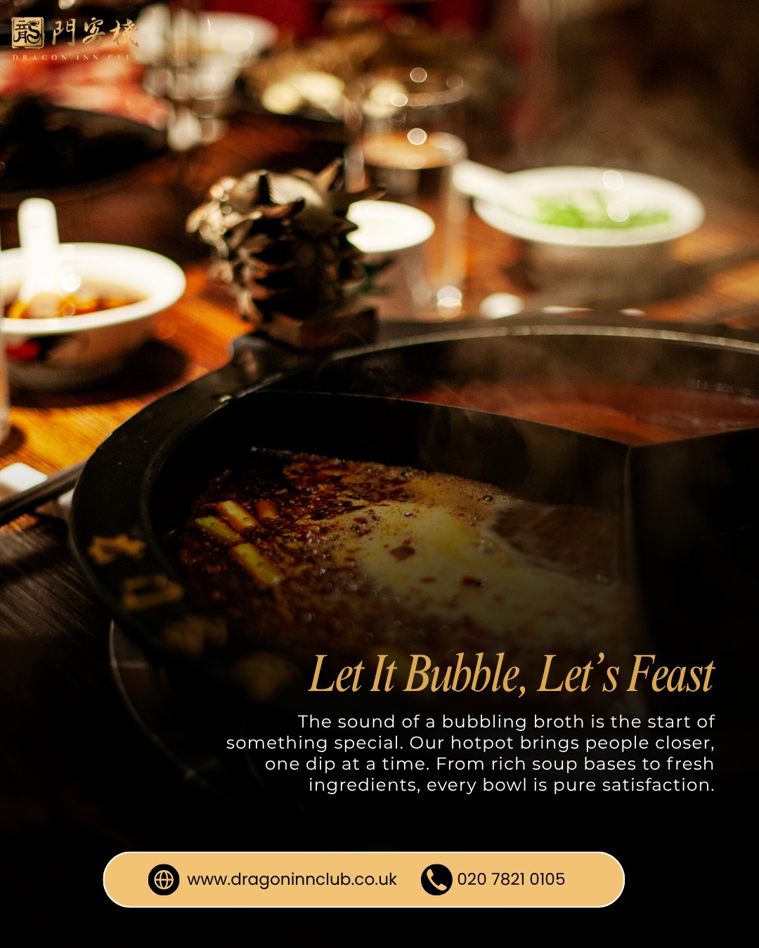 There’s magic in every bubble. Add your favourites, stir it up, and taste the harmony of bold, comforting flavours. At Dragon Inn, the soup never stops — and neither does the joy.
#Dragoninclub #Sichuan #Sichuanhotpot #dimsum #london #pimilco #londonvictoria #buckinghampalace #chelsea #theatres