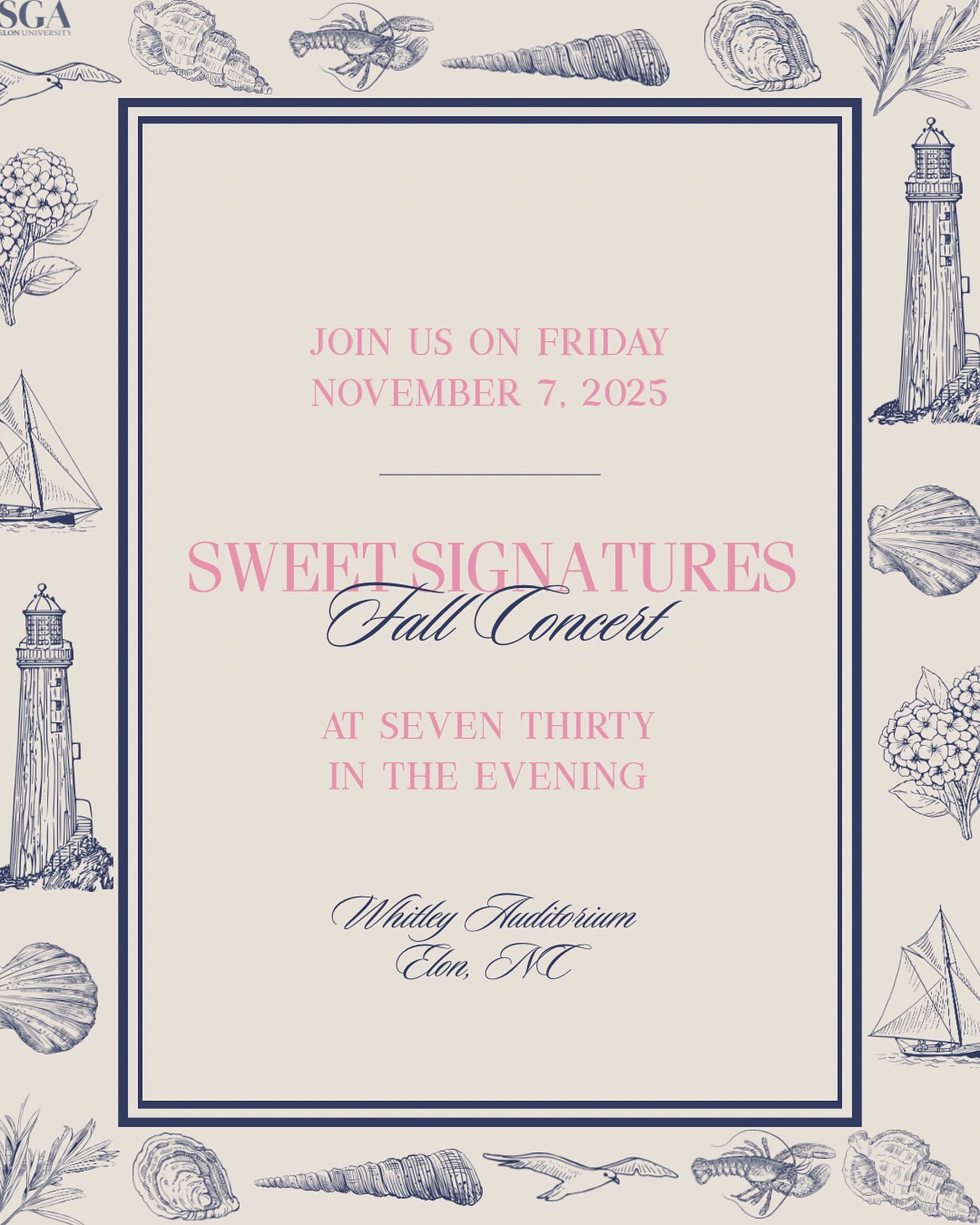 Drop your anchor at Whitley this Friday, November 7th, for our fall concert!! You can grab your tickets all week long in Moseley from 10 to 4. We can’t wait to see you there⚓️🐚