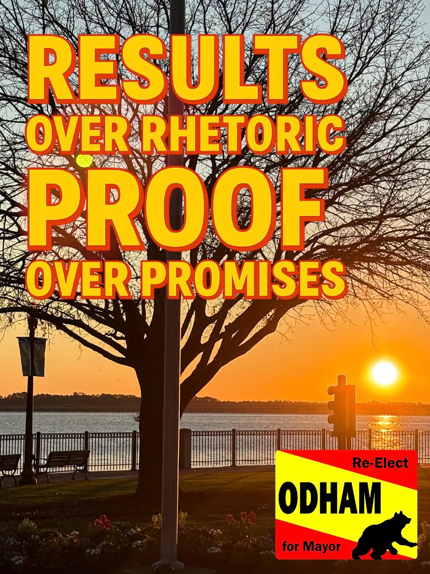 I took this pic at Union Point Park this morning as the sun was coming up it was a reminder of what a special place we call home. If you haven’t voted, there are a few hours left to get by your precinct. Polls close at 7:30pm. Experience matters. #newbernnc