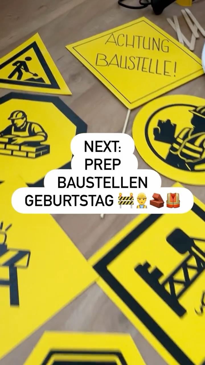 🚧 Kleine Bauarbeiter in Vorbereitung! Warnwesten an, Schaufeln raus – die Baustellen-Party kann kommen! 🏗️🎈👷♂️ #BaustellenGeburtstag #Kinderparty #WorkInProgress