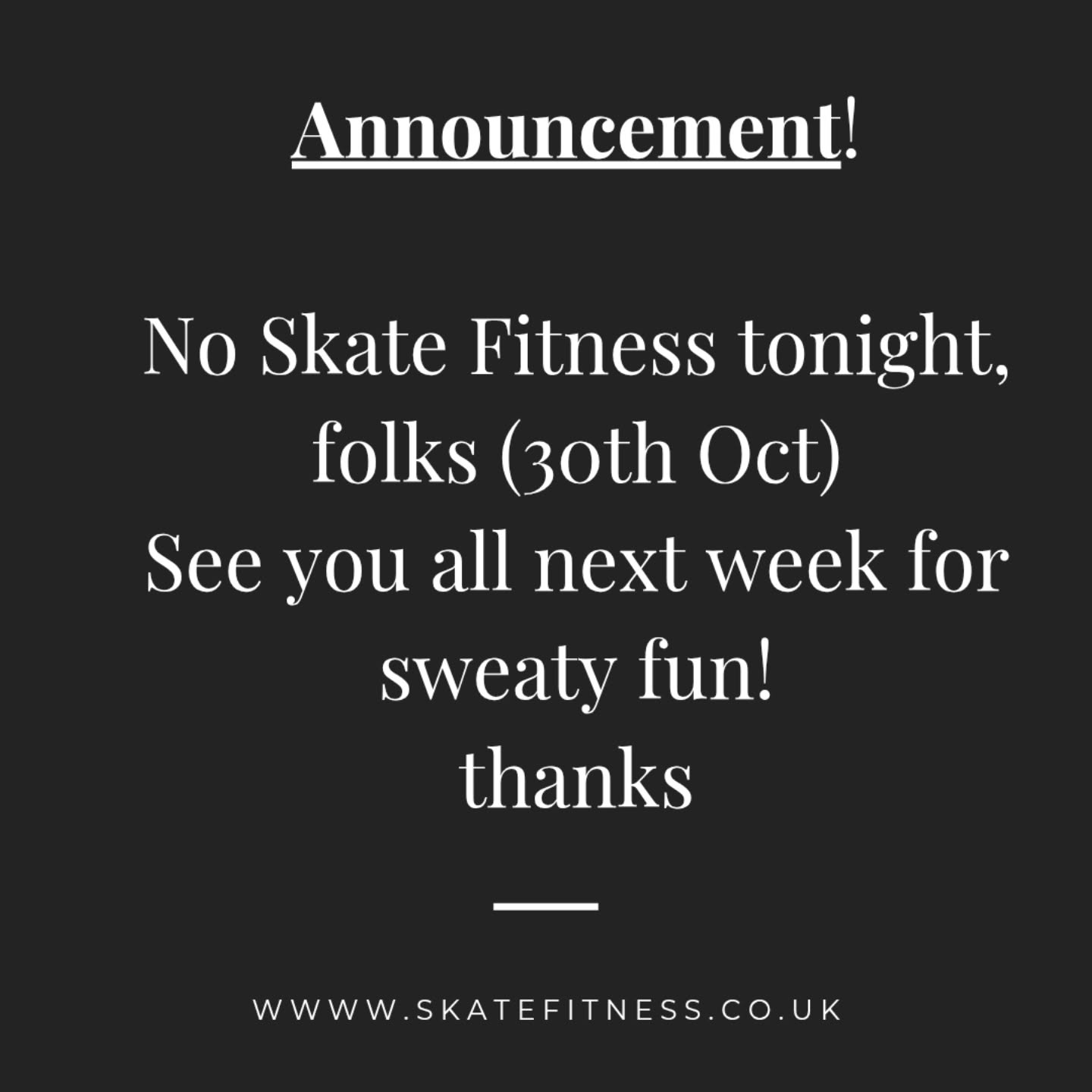 Book now for next week - Www.skatefitness.co.uk