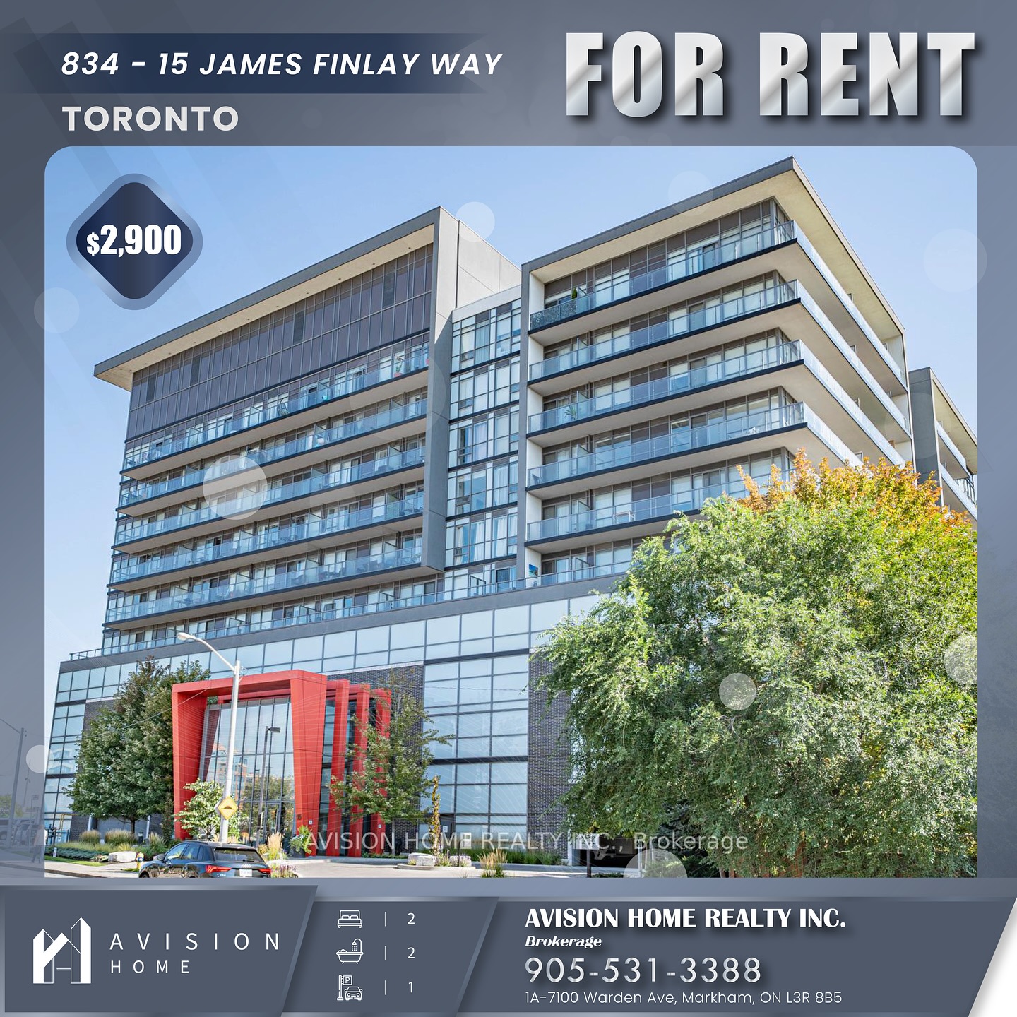 ✨ For Rent! Bright 2B2B Corner Unit at Icon Condo ✨
📍 834 - 15 James Finlay Way, Toronto (Downsview / Keele & Wilson)
💰 $2,900/Monthly
Sun-filled 2 bedroom, 2 bathroom corner suite with a large private balcony and 9' ceilings. Functional open-concept living/dining/kitchen space, carpet-free, and move-in ready. Approx. 800–899 sqft. Ensuite laundry included.
📍 Prime Location:
🛍️ Walk to supermarkets, Shoppers Drug Mart, banks & restaurants
🏥 Steps to Humber River Hospital
🚌 Bus stop nearby
🛣️ Quick access to Hwy 401 & 400
🛍️ Short drive to Yorkdale Shopping Centre & York University
✨ Building Features:
👥 Guest Suite for visitors
📦 Storage Locker
🚗 Underground Parking
🐾 Pet-Friendly (with building restrictions)
📌 Unit Perks:
🛏️ 2 Bedrooms | 2 Bathrooms | Corner Layout
🪟 Floor-to-ceiling windows, tons of natural light
🍽️ Open kitchen & living area
🌇 Large Balcony
🧺 Ensuite Laundry
🚗 1 Underground Parking + 1 Locker Included
❄️ Central A/C | 🔥 Electric Forced-Air Heating
📩 Available now – Accepting applications anytime!
☎️ Contact: 905-531-3388
🌐 www.avisionhome.com
#avisionhome
#TorontoRental #Downsview #KeeleAndWilson #ForLeaseGTA #NorthYorkRental #IconCondo #CornerUnit #Yorkdale #AvisionHome #LuxuryRental
#rental #rentalhouse #realestate #dreamhouse #torontorealestatemarket #torontorealestate #mortgagerate #bank #rate #mortgage #GTArealestate #richmondhill #markham #vaughan