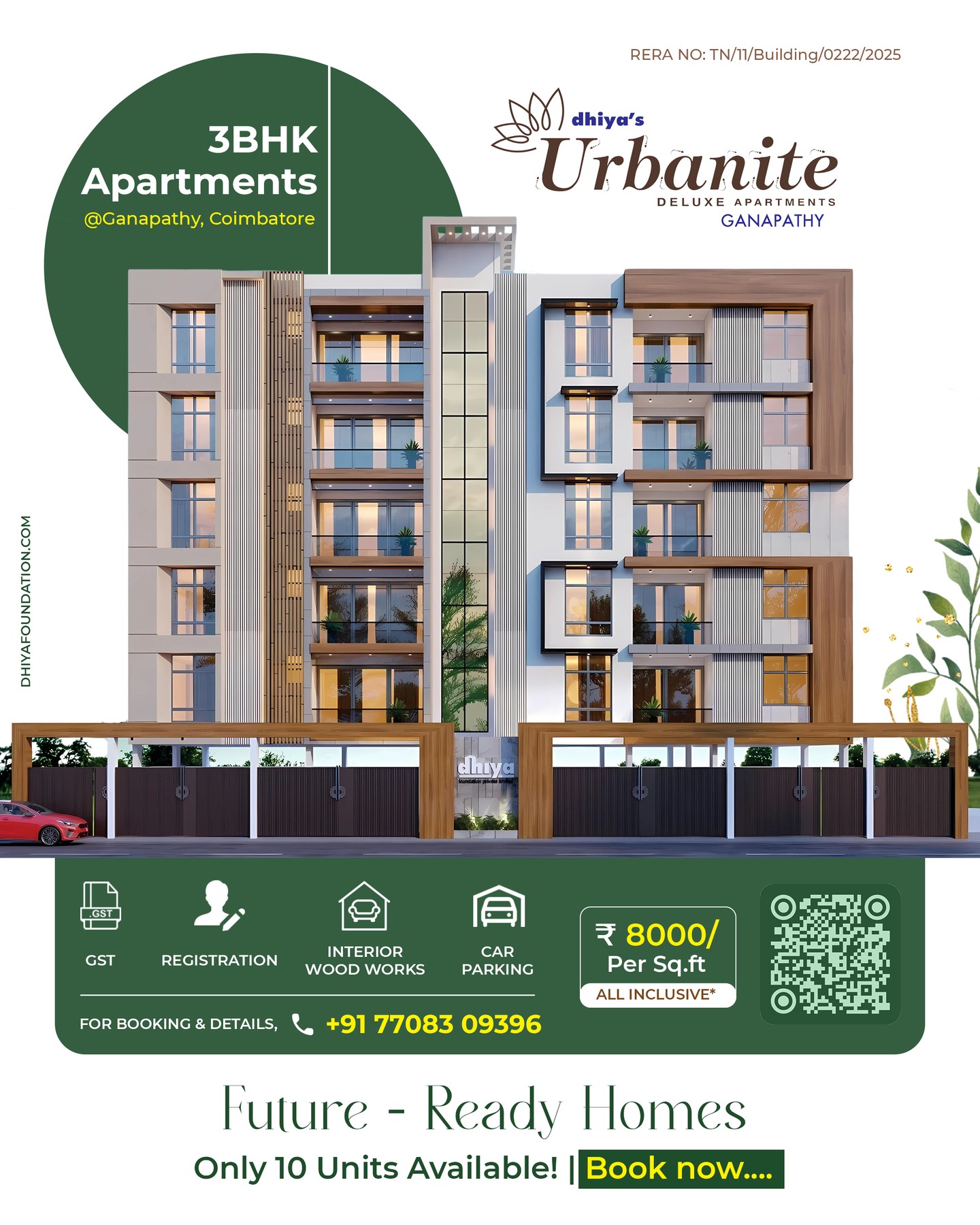 Call - 77083 09396 / Site visits Dhiya's Urbanite premium 3 BHK Flats at Ganapathy, Coimbatore - Book now! #dhiyasurbanite #dhiyafoundation #3bhkflats Captions: Flats for sale in Coimbatore , 2 & 3 BHK Flats, Apartments in Coimbatore, flats for sale in Coimbatore