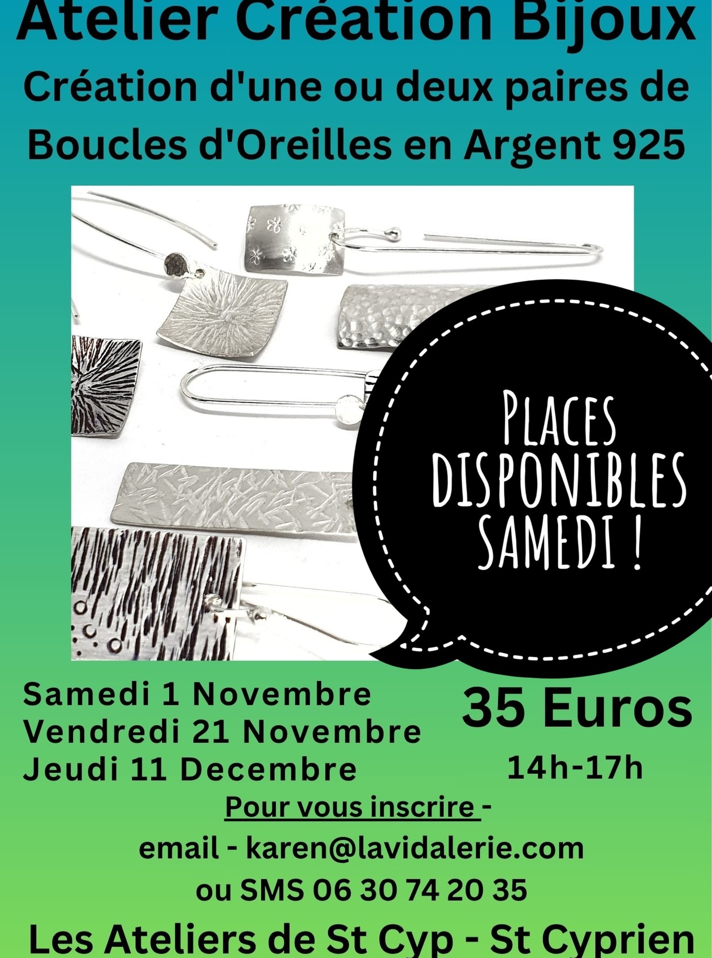 J'ai des places disponibles, envoyez-moi un message si vous souhaitez plus d'informations :-)
I have places available, please send me a message if you would like more information :-)
#ateliercreatif