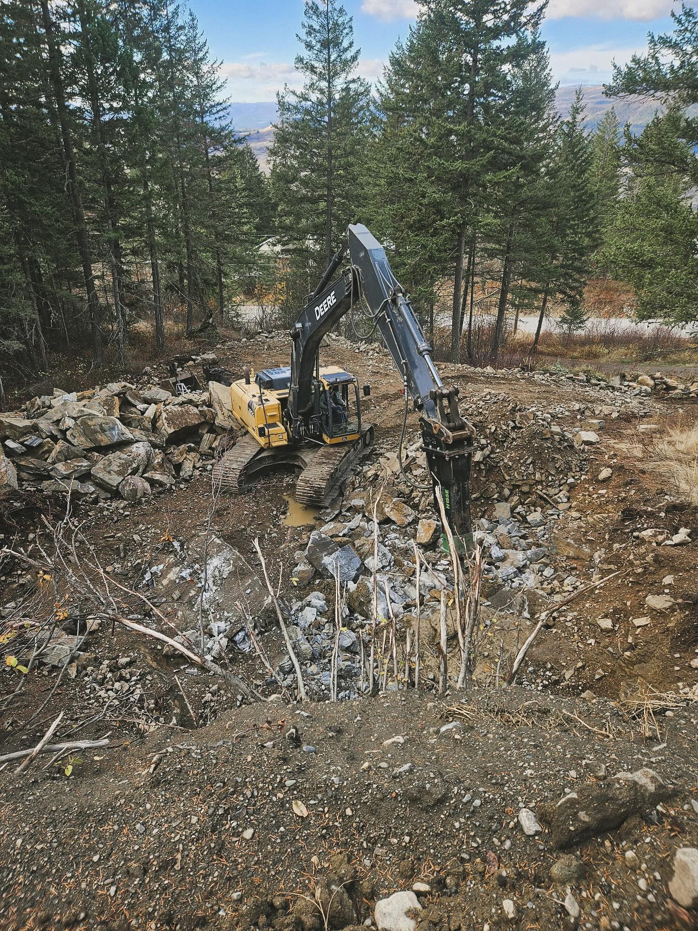 We’re still a long way from where we hoped to be, but grateful for these glimmers of light…
Instead of hiring blasters, Trevor found a large hammer for our 290, and it’s been making quick work of the rock… gotta love the sound of progress.