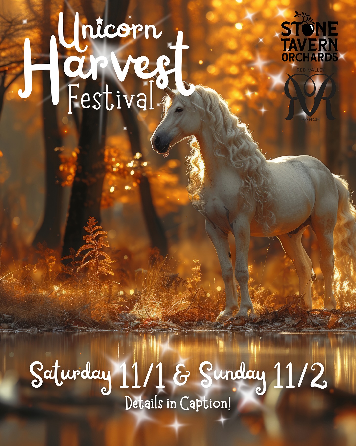This weekend at our Fall Festivities, you’ll find the Unicorn Harvest Festival at Red Valley Ranch’s Pony Rides & Petting Zoo!🦄🍂✨
Board the wagon to the orchard and enjoy a day of Fall Festivities and then stop by Red Valley Ranch’s area and see the unicorns! Dress up in your favorite gown or costume and snap some memorable fall photos with the unicorn and go for a ride around the pumpkins!
*weight limit for unicorn rides is 150 lbs. Farm admission is required, unicorn ride & photo op is not included in your admission ticket and is cash only.
For pricing, please visit the link in our bio!