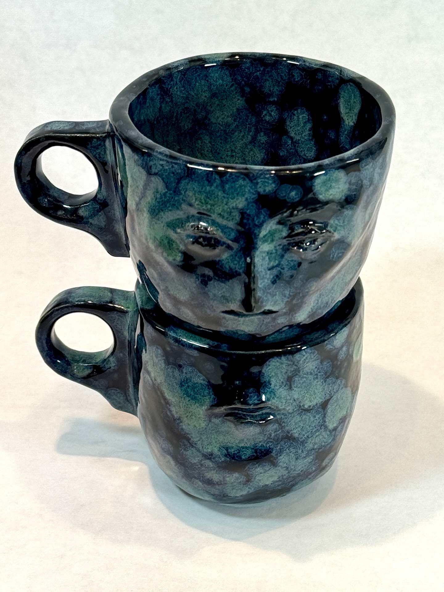 Teacup Stack 4. Will I ever get tired of making funny little cup stacks? That day might come, but it’s not today. Hand-formed and sculpted with low fire Bee-Mix clay with Obsidian glaze.
#ceramics #teacups #cupstack #terralindaceramicartists
