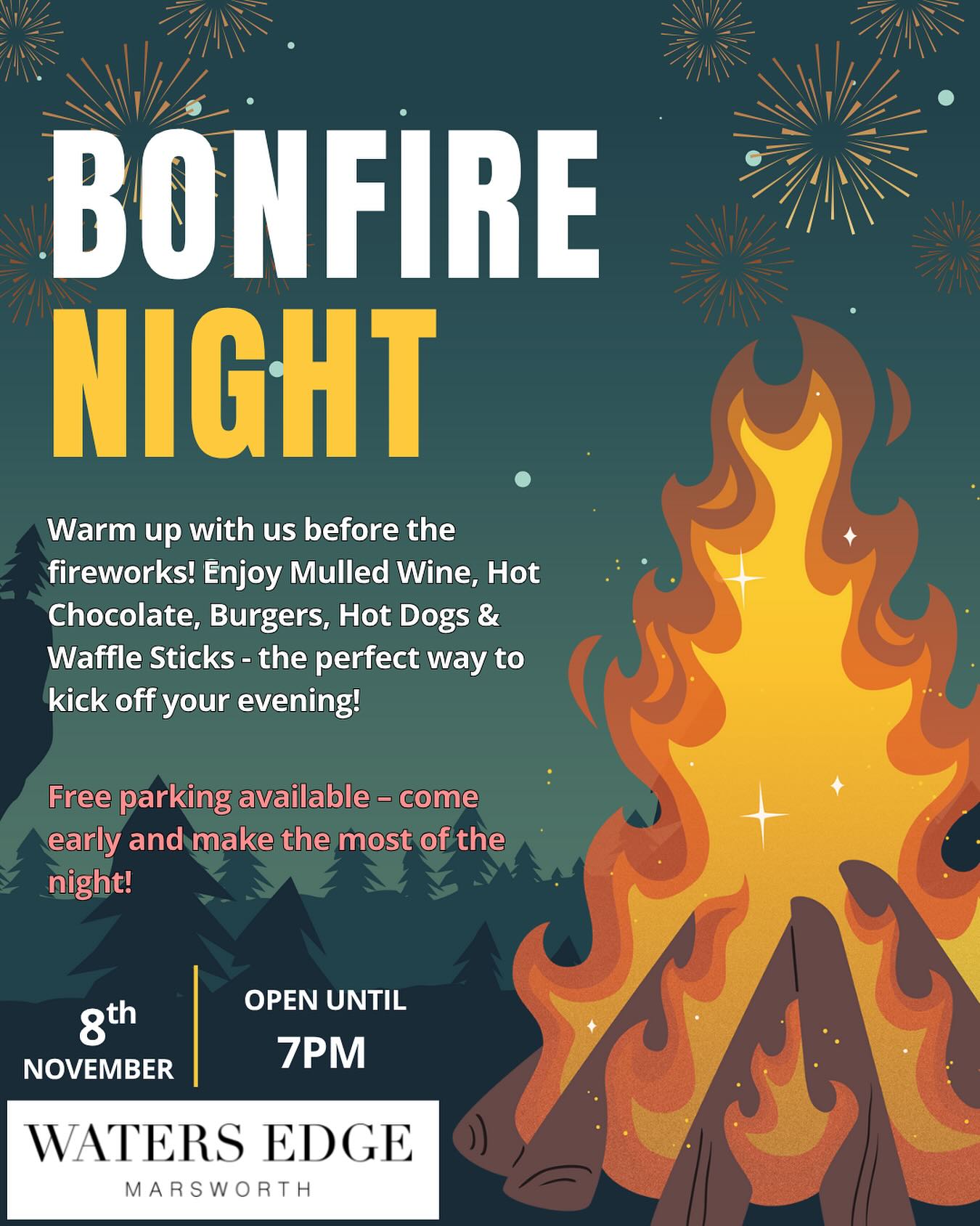 🎆 Bonfire Weekend!
Join us before you head to the Rec Ground for all the cosy Bonfire vibes ✨
Our outside bar will be open serving mulled wine, chilled cans, wine, and beers, the perfect for a warm-up before the fireworks!
Inside, our bar will be serving hot chocolates, coffee, beers & wine and also taking food orders so you can relax and enjoy the evening in comfort ☕🍔
Some of the food on the menu from 4-7PM
🍔Burgers
🌭Hot Dogs
🍟Dirty Fries
🧇Waffles & More
We’ll be here to keep you warm till 7pm💙