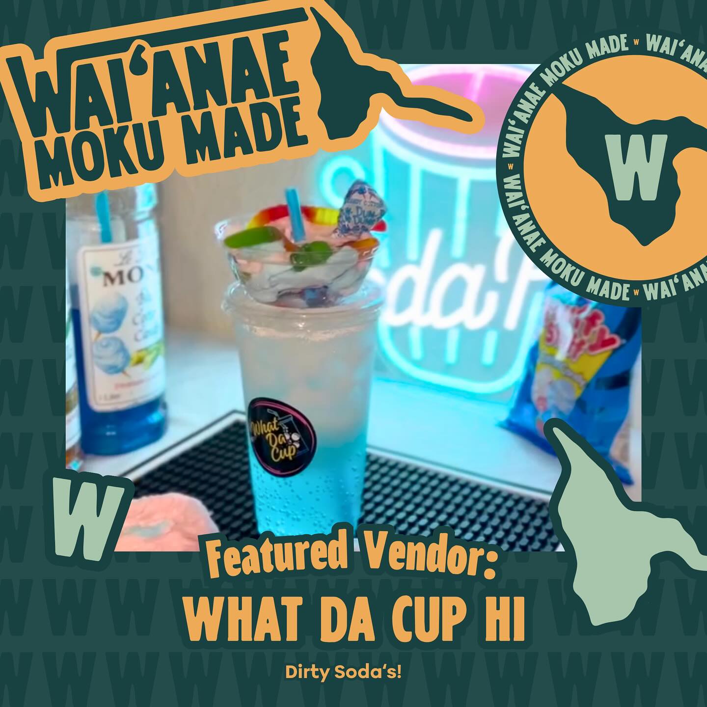 Cool, creamy, and oh-so-addicting!
.
What Da Cup HI is serving up their signature dirty sodas — your favorite sodas mixed with cream and flavored syrups for the ultimate refreshing treat.
.
Whether you’re a root beer fan or a Dr. Pepper lover, they’ve got a combo that’ll hit the spot and keep you coming back for more!
.
Stop by What Da Cup HI at Waiʻanae Moku Made and sip on something fun, flavorful, and totally local! 🌺
.
Waiʻanae Moku Made
November 8, 2025
4:00 - 8:00 PM
#localsupportinglocal #westsideandproud #WEDC #wai’anaemokumade
