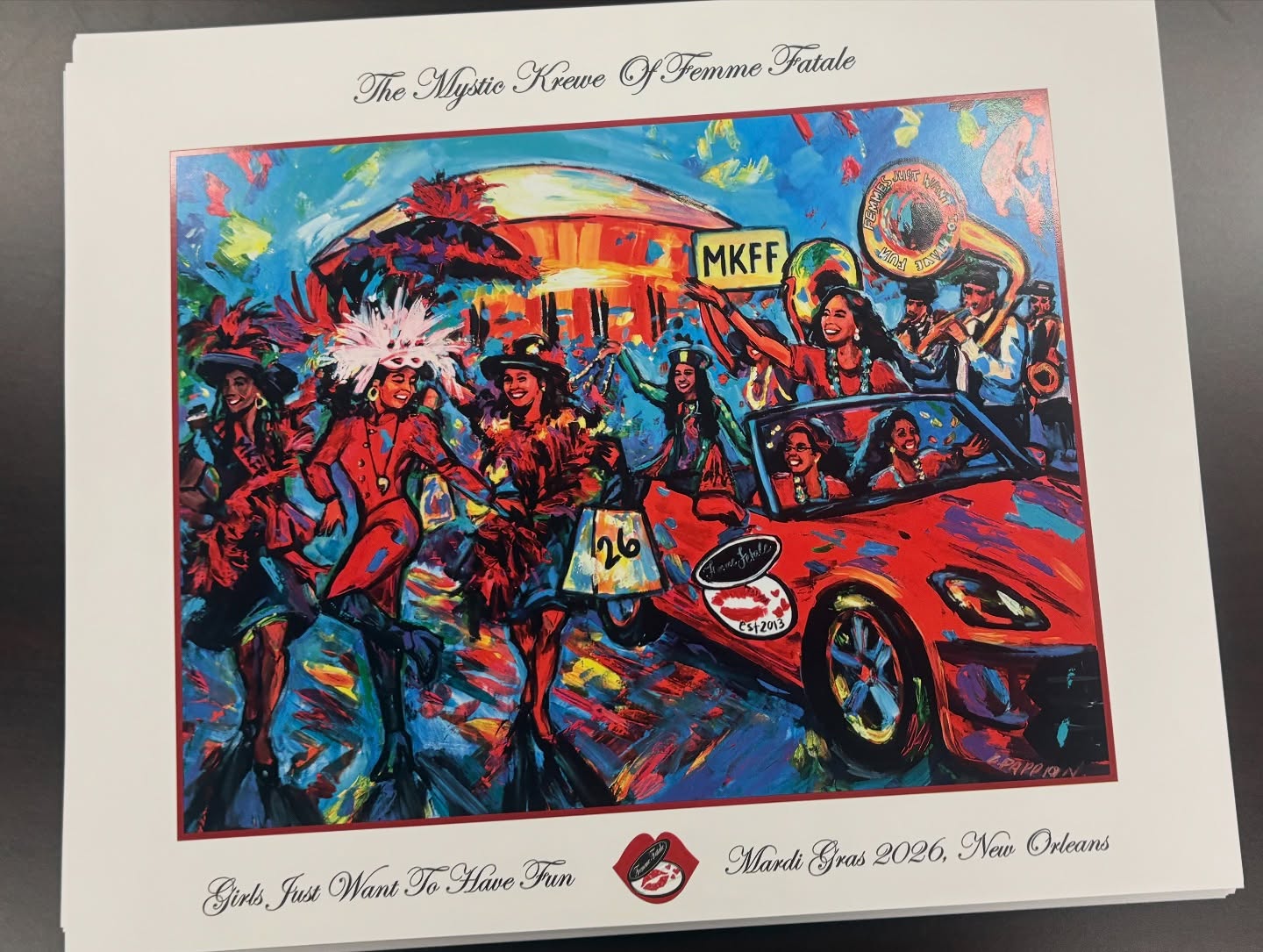 Poster Reveal: 2026 Mystic Krewe of Femme Fetale – “Girls Just Wanna Have Fun”
Introducing the 2026 Mystic Krewe of Femme Fetale Mardi Gras Poster, titled “Girls Just Wanna Have Fun.”
This year’s design celebrates the energy, friendship, and joyful spirit that define Mardi Gras girls enjoying life and having fun under ALL circumstances. From laughter and music to the sparkle of beads and the power of sisterhood, this piece honors every woman who brings life to the season. Do you see the magnificent @thequeentahj well she’s in there???? Go to Mystic Krewe of Femme Fetale for your poster now!
Art by: Christina Pappion – @pappionartistry
Presented by: @mkff2013 
Krewe: Mystic Krewe of Femme Fetale
Theme: Girls Just Wanna Have Fun
Year: 2025
#MardiGras2025 #MysticKreweOfFinnFete #GirlsJustWannaHaveFun #ChristinaPappion #PappionArtistry #MrKreweOfFattal #NewOrleansArt #MardiGrasArt #PosterReveal #CarnivalVibes #KreweLife #NOLAGirls #MardiGrasQueens