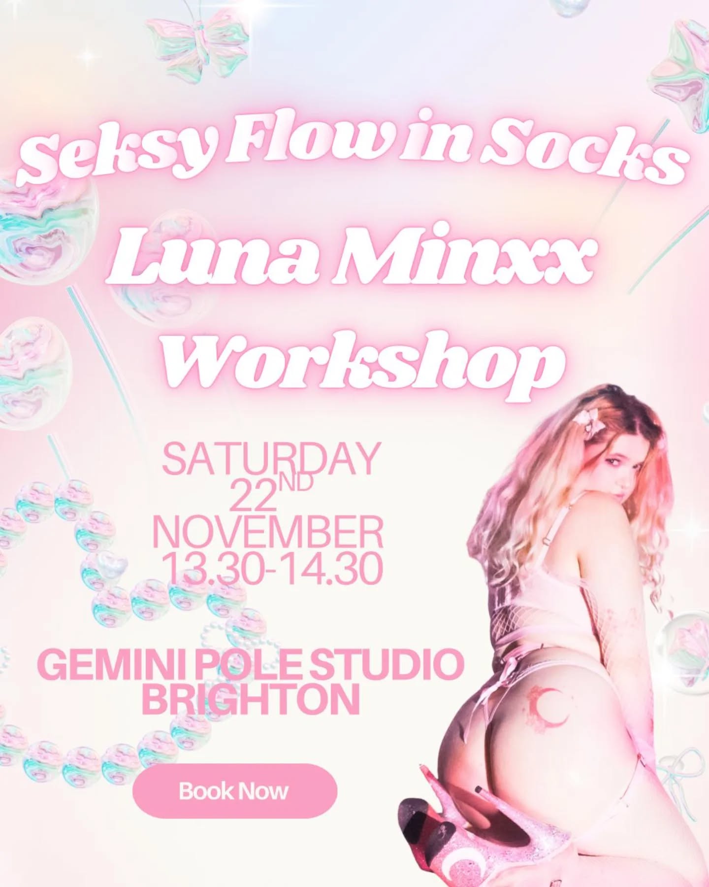 We are super excited to be hosting @luna_faae @luna.minxx later this month for a seksy flowy workshop!
Join Luna for a sensual, sl-tty skrippa style flow class - in our socks!
In this workshop, you’ll learn an all-levels, accessible flow routine around the pole, mixing technical beginner skrippa style moves (such as body rolls, walks, and b00ty wiggles) with an emphasis on how and when to give seks face, and how to create stage presence through self-touch and powerful pauses in our movement!
Please bring long socks and/or kneepads, water and an outfit that is comfortable to dance in and that makes you feel confident! Please arrive to class 10 minutes before the scheduled start time.
Date: Saturday 22nd November 2025
Time: 13:30-14:30
Location: Room 24, BHASVIC, Brighton
We offer a SWer discount on all our classes, including this workshop! Please contact us via email contact@geminipolestudio.co.uk or Instagram @geminipolestudio for the discount code x