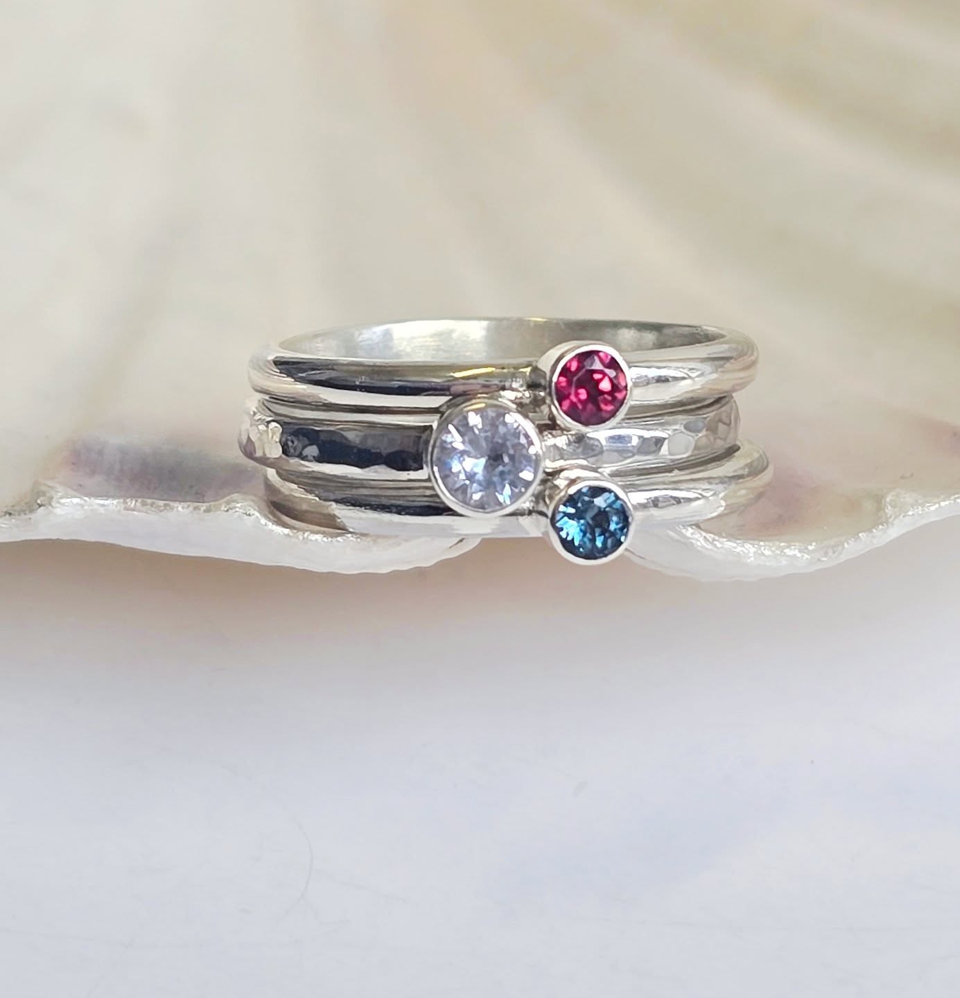 Birthstone Stacking Rings ✨
Sharing this recent set of birthstone rings — and I love how each one tells its own story. No two sets are ever the same, each combination as unique as the person it’s made for 💫
Whether they represent loved ones, special dates, or meaningful moments, these rings come together to create something truly personal — your story in silver and gold.
Which gemstones would be in your stack? 💍💖