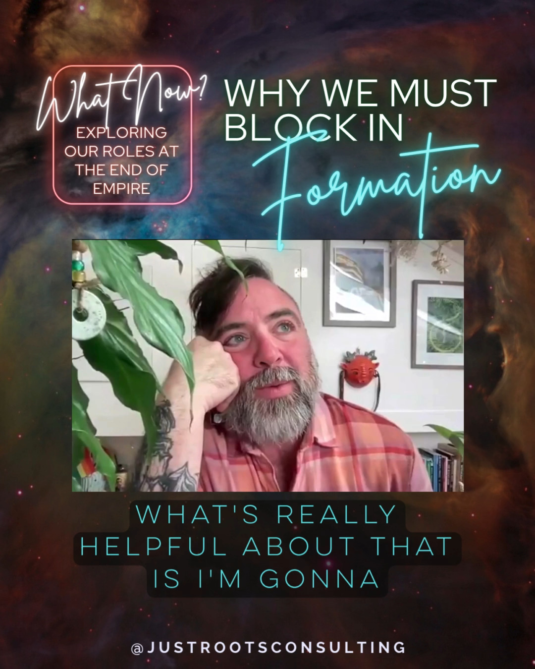 Last week we explored Blocking as a liberatory formation. Just Roots CEO Milo Primeaux, Esq. (he/they) transparently shares his feelings about blocking, and explores the importance of doing it IN FORMATION (think Beyonce, y'all!)
We're heading into our last week of our 4-part virtual conversation "What Now? Exploring Our Roles at the End of Empire."
There's still time to join us for grounding, grieving, and getting clear on concrete things we can each do right now to mobilize and organize in this treacherous Moment on the Clock of the World.
There's one more live session next week, and you can always purchase access to a recording of the whole series.
Link to register in bio!
#CollectivePower #GetInFormation #blocking #EndofEmpire #WhiteSupremacyEndsWithUs #BurnItDown