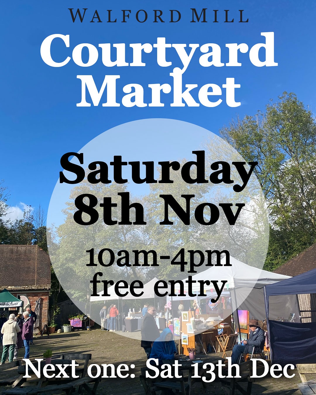 It’s that time again! This Saturday 8th November is our Courtyard Market here at Walford Mill, Wimborne
Come and wander the stalls, browse the wonderful goodies inside the mill and then treat yourself to a delicious cake or lunch at our on-site cafe @littlepickleatthemill
** Stallholders 8th November **
Danny Williams-Smith @wireartguy
Gillian Hales @geewizz_co_uk
Hannah Smith ArtyBeeCrafts
Colin & Nicola Critcos @ccrit_creations
Kim McQueen scots_lass_crafts
Jess Day Illustrations @jess.day_illustration
Deborah Harper-Bourne Heartinspired2you
📍 Walford Mill Crafts, Knobcrook Road, Wimborne Dorset BH21 1NL
📅 Saturday 11th October
🕰️ 10am - 4pm / main building open until 5pm
🚗 Car park next door (pay and display, cash or card)
🐕 Dogs welcome
🧑🏽🦽➡️Wheelchair accessible
Held every second Saturday, the next dates is 13th December 2025 (then we pause markets in the new year for a couple of months 🥶)
Photos are to give you a flavour of what the market is like - please double check with your favourite maker to check they’re coming!
#courtyardcraftmarket #walfordmillmarket #walfordmillcrafts #wimbornemarket #monthlymarketwimborne #wimborne #craftmarket #walfordmillmarket #whatsondorset @wimbornebid