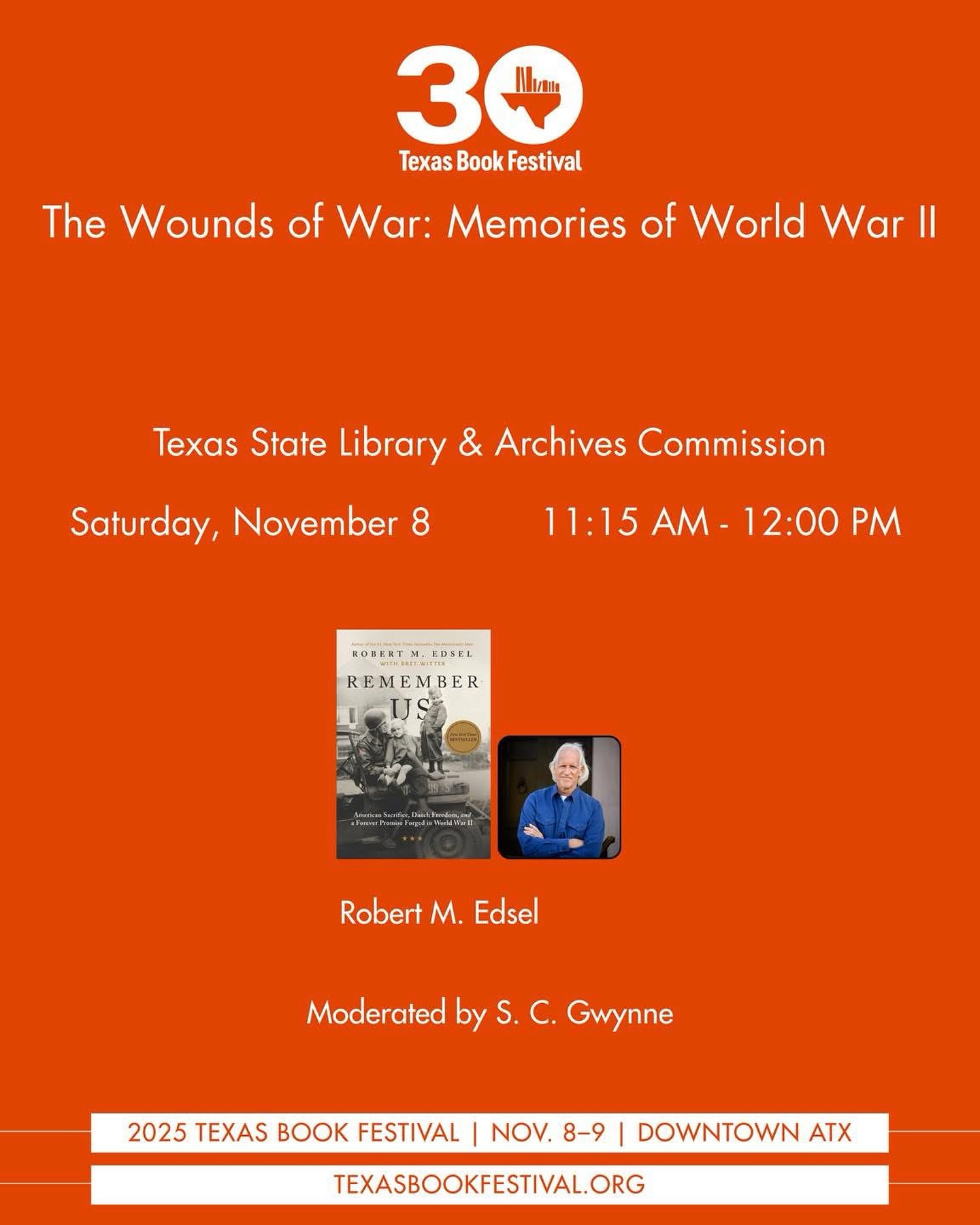 I’m thrilled to be presenting at the Texas Book Festival (@texasbookfest) in Austin this weekend!
📅 Saturday, November 8 | 11:15 AM–12:00 PM
📍 Texas State Library & Archives Commission
This is now a solo session and I’m excited to share stories from my new book, Remember Us, and introduce readers to the remarkable tradition of gratitude and remembrance at the Netherlands American Cemetery.
If you’re in the area, I hope to see you there!