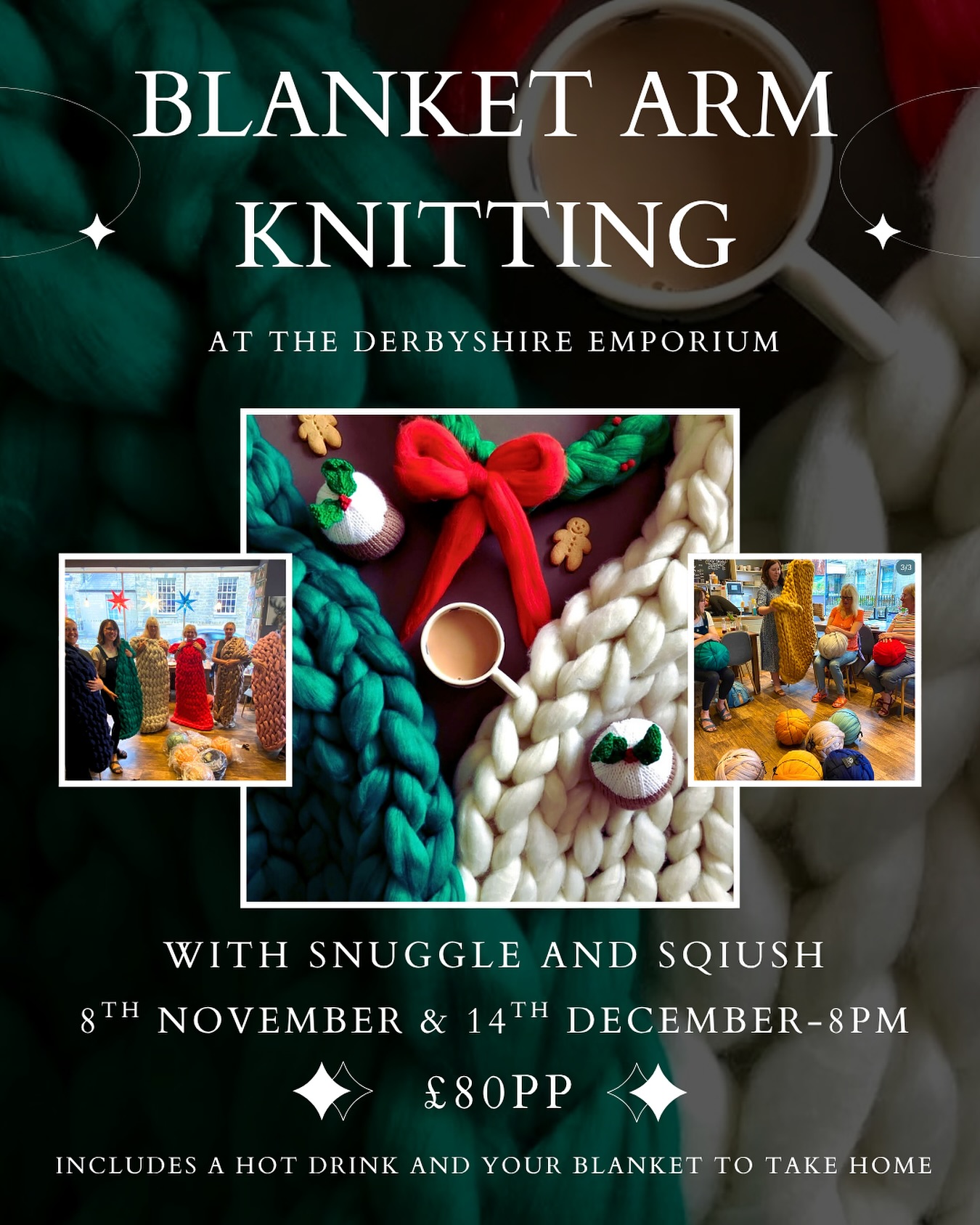 Blanket Arm Knitting with @snuggle.and.squish is back at The Derbyshire Emporium this Saturday the 8th November and December 14th! ✨
Get cosy and creative with a special craft night - you’ll make and take home your very own chunky knitted blanket, with a hot drink included to keep you snug while you knit. ☕
- 8pm
- Saturday 8th November & Friday 14th December 2025
- £80 per person
- Book in store at The Derbyshire Emporium or call 01629 812818
Leave with the perfect snuggly blanket to keep yourself or give as a gift to a loved one this Christmas🧺✨
#blanketknitting #armknitting #armblanketknitting #craftevents #derbyshireevents #derbyshirecrafts #visitpeakdistrict #whatsonderbyshire #derbyshireevents #christmas #festivefun #christmasactivities