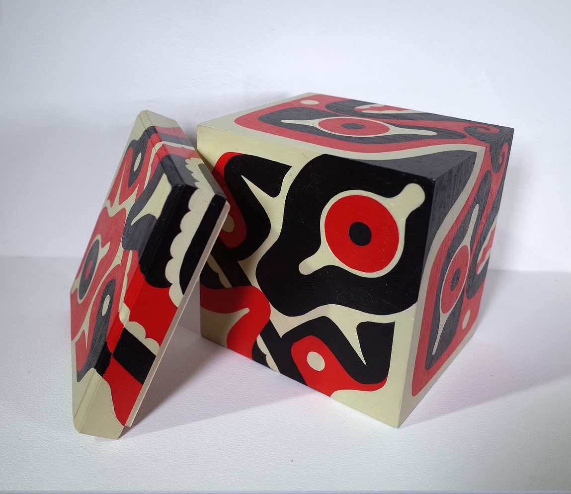 Totum Box, Red Devil and Green Man by Alex Binnie. Painted wooden boxes and one colour screen prints available now online.
-
Introducing Alex Binnie. @abinniepaperandskin
-
Alex Binnie is a highly regarded British artist and tattooist, best known for his influential role in shaping contemporary tattoo culture in the UK. Emerging from the alternative art and music scenes of the 1980s and 90s, Binnie became a pioneering figure through his iconic London studio, Into You, where he helped shift tattooing from subculture to respected art form. Alongside his tattoo practice, Binnie has developed a distinctive body of fine art, including woodcuts, lino prints and painted works that draw on anatomical studies, tribal influences and his background in printmaking. His work blends graphic boldness with traditional craft, reflecting deep research into body, form and culture. Today, Binnie continues to exhibit internationally and remains a significant figure in both contemporary printmaking and the evolution of modern tattoo art in Britain.
-
Marks of the Isles
The Celtic Isles have been inhabited by many different cultures and tribes over thousands of years. The impact they had on our society and creative work can be seen all over this land. With no written language left behind by many of the native peoples, we rely on the marks, objects and stories they created, and on the people today who dedicate their lives to retelling and reimagining those stories through their work.
We invite you to see some of this work at our gallery from 17 October to 15 November.