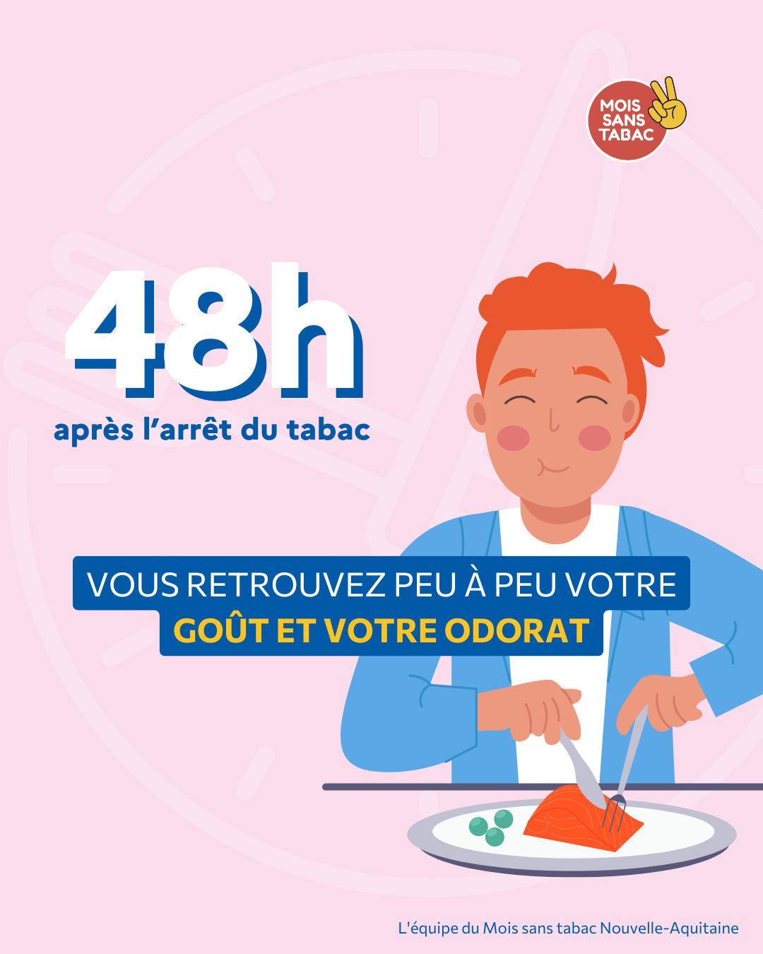 3e jour sans tabac !! 💪 Les premiers jours sont difficiles mais on tient bon !
Essayez de trouver de nouvelles habitudes pour gérer votre envie et les changements induits par l'arrêt du tabac
Vous allez retrouver progressivement le goût et l'odorat : c'est une bonne raison pour continuer votre arrêt, non ?
Bonne semaine ☀