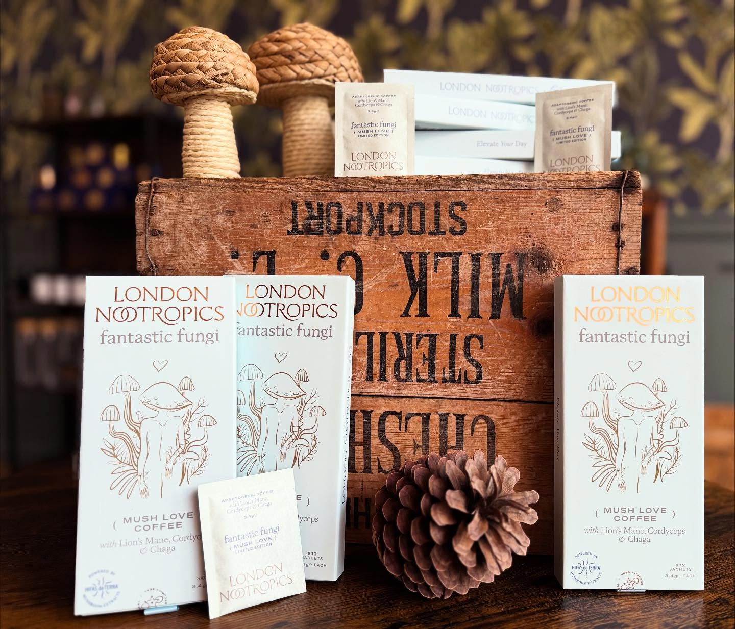 🌟Exciting news, coffee lovers🌟
It’s finally here: London Nootropics **Mush Love** coffee is hitting the shelves this Tuesday at the apothecary!
Get ready to elevate your mornings with this magical brew, crafted in collaboration with the geniuses behind the viral Netflix sensation, *Fantastic Fungi*. ☕✨
This isn’t just any coffee—it’s your new morning ritual packed with adaptogenic goodness. Infused with Lion’s Mane, Cordyceps, and Chaga mushroom extracts, it’s like a hug for your brain and a kick for your energy! 💪🍄
And guess what? It’s all-natural, free from preservatives and artificial sweeteners ❤️
Mark your calendars, set your alarms, and get ready to fall in love with your coffee all over again. Who’s excited? 🙋♀️🙋♂️ (Spoiler alert, we are)
