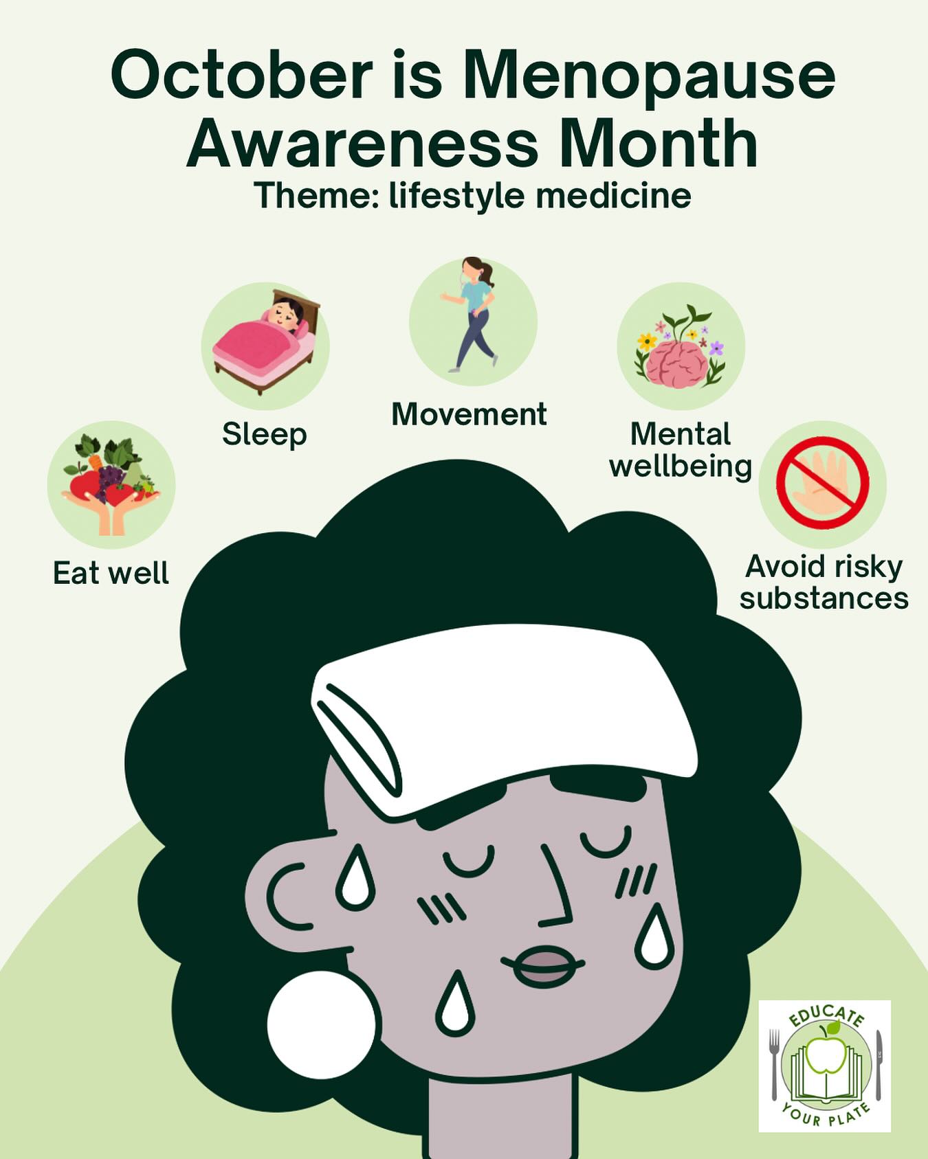 October is Menopause Awareness Month and this year’s theme is Lifestyle Medicine. 
If you’re in perimenopause or thinking ahead to the transition, now is the time to embrace small changes that make big differences.
Eating more whole foods. Moving your body. Prioritising quality sleep. Managing stress. Minimising risky habits. Strengthening connection and community.
These aren’t just nice-to-haves… they’re part of your medicine cabinet for this next chapter.
Join me, Karis Mason at Educate Your Plate CIC, as we explore how you can feel better, move confidently into mid-life, and fall in love with your life all over again.
💬 Drop a “Yes” in the comments if you’re ready to make one lifestyle change this month and I’ll send you my nutrition blueprint 💚
#MenopauseAwarenessMonth #LifestyleMedicine #MidlifeHealth #WomenSupportingWomen #EducateYourPlate #PerimenopauseSupport #MenopauseNutrition