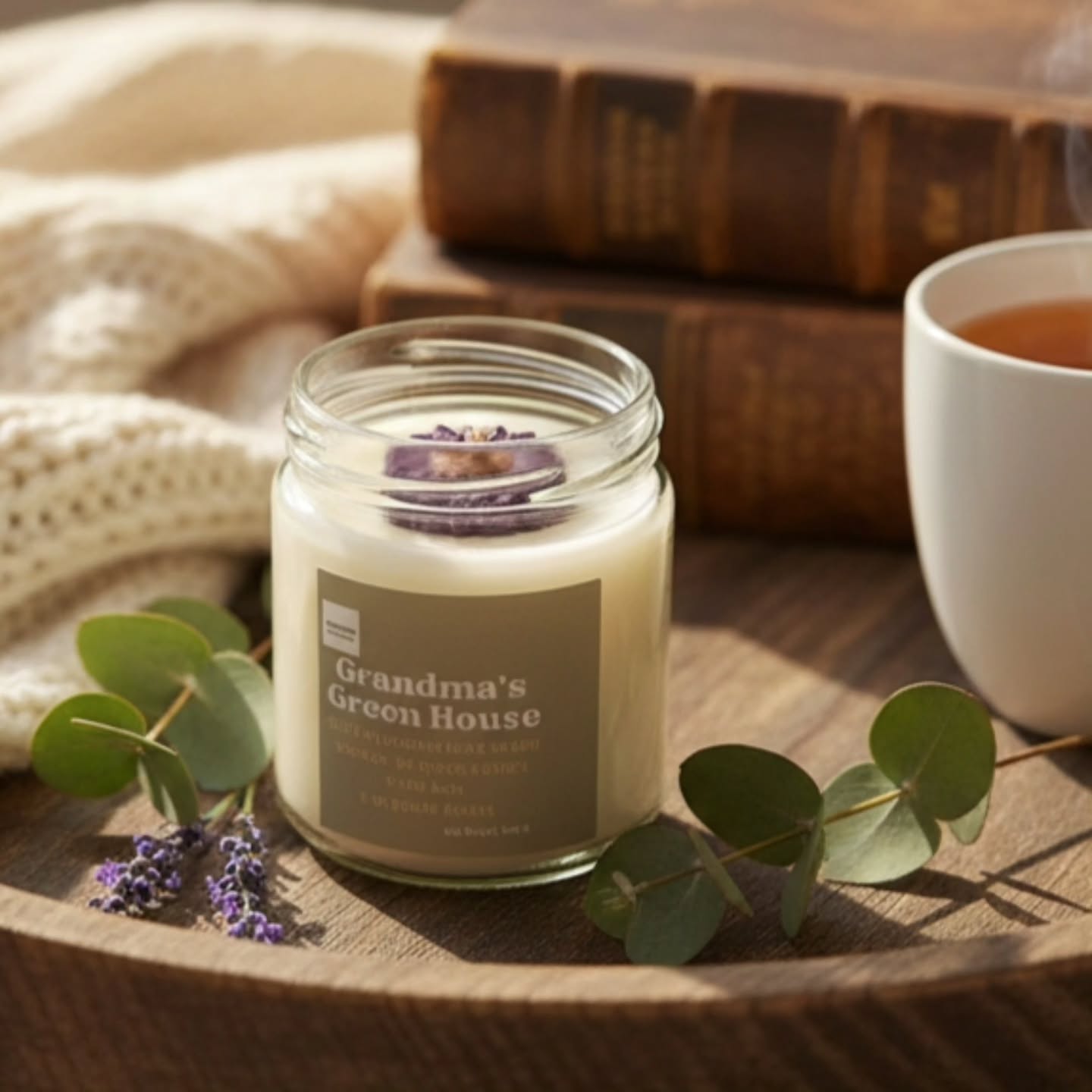 Grandma's greenhouse my grandmother, Memere this was her happy place. (my grandmother was french speaking so we called her Memere) We'd always find her surrounded by plants in her basement or tending to her backyard garden. This candle brings back memories of her rose-filled room.