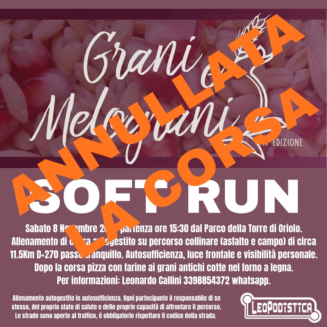 ⚠️ATTENZIONE: LA CORSA DI SABATO POMERIGGIO È ANNULATA⚠️