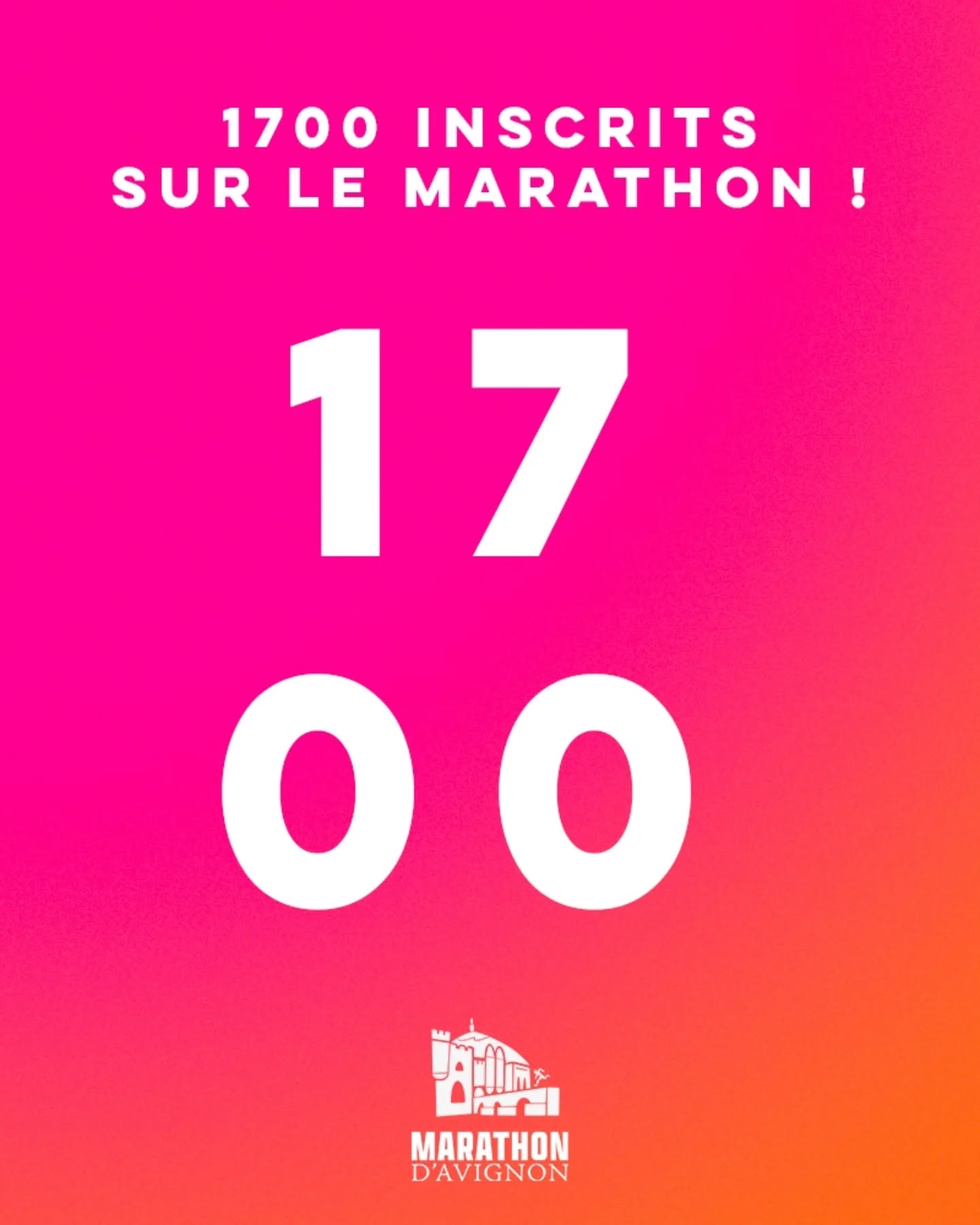 😍 Moins d'une semaine et déjà plus de 1700 inscrits sur la distance Marathon c'est énorme merci à toutes et à tous 🙏
ℹ️ Moins de 500 dossards disponibles sur la distance, rendez-vous sur Finishers pour réserver le votre 👉 https://www.finishers.com/book/event/89Q2F
🗺️ Encore un peu de patience pour le parcours 🙌
#Avignon #AvignonMarathon #MarathonAvignon