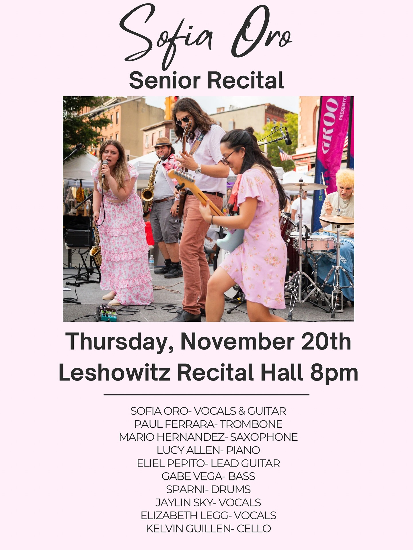 It’s Senior Recital time! Come out to see my last performance of my undergrad!! I have some very special and incredibly talented people playing on this recital and I wrote arrangements of songs spanning Jazz, Folk, Rock, Soul, and my originals!! (I even arranged for cello!) I’m so excited for everyone to see what has been months in the making. Come see my recital and support my last performance at Cali!