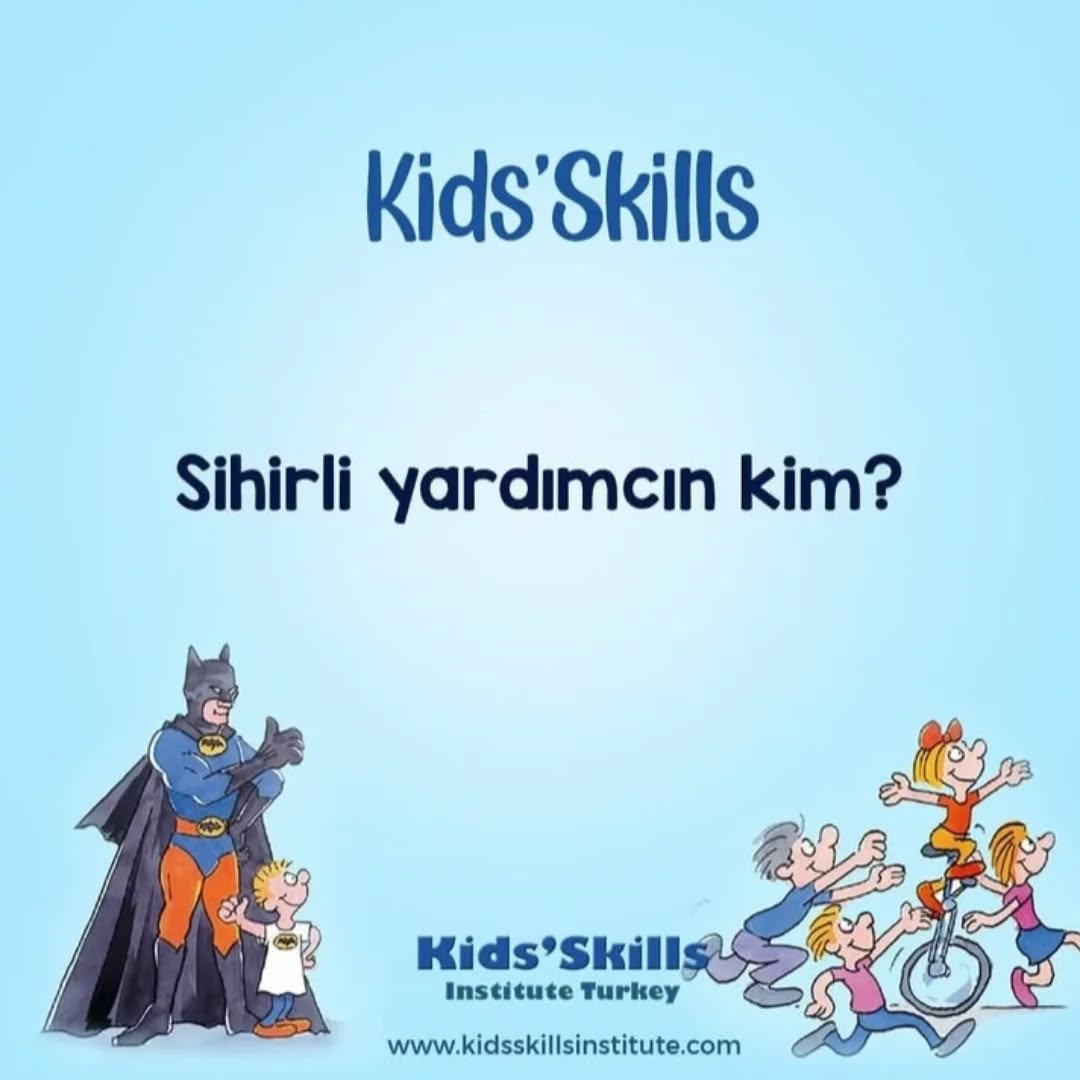 Sihirli yardımcın kim? ✨🦸♂️
Kids’Skills sürecinin en eğlenceli ve en motive edici adımlarından biri, çocuğun kendine bir “sihirli yardımcı” seçmesidir.
Bu sihirli yardımcı gerçek bir kişi olmak zorunda değildir;
💫 bir süper kahraman,
💫 bir çizgi film karakteri,
💫 sevdiği bir hayvan,
💫 hayal gücünden doğan bir figür
olabilir.
Peki bu adım neden bu kadar etkili?
✅ Çocuğun hayal gücünü harekete geçirir.
✅ Öğrenme sürecine oyun ve eğlence katar.
✅ Çocuğa yalnız olmadığını hissettirir.
✅ Zorlandığında aklına güç veren bir rol modeli getirir.
✅ Öz yeterlik ve cesaret hissini artırır.
Bir çocuk şöyle diyebilir:
💙 “Benim sihirli yardımcım Batman, bana cesaret veriyor.”
💙 “Kedi Mırmır beni sakinleştiriyor.”
💙 “Süper Kız bana kibar konuşmayı hatırlatıyor.”
Bu, çocuğun beceriyi öğrenirken içsel ve dışsal destek arasında köprü kurmasını sağlar.
Hayal dünyası güçlendiğinde beceriye adım atmak da çok daha kolay olur. 🌟