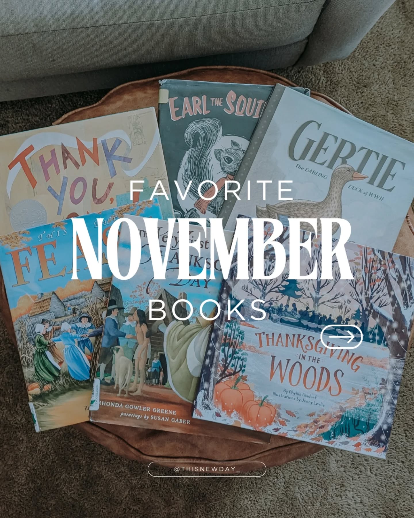 Get your free book list for November ⤵️
🍂☀️ The November list contains books about gratefulness, celebrating Thanksgiving, the wonder of watching nature prepare for winter, and some fun stories we came across during our library trips!
➡️ Comment the word "November" below and I'll message you a direct link to my book list.
**Also check out my other monthly reading lists!
.
.
.
#novemberreading #readingcalendar #novemberpicturebooks #picturebooksfornovember #monthlybooklist #booksforfall #fallpicturebooks #picturbooksofinstagram