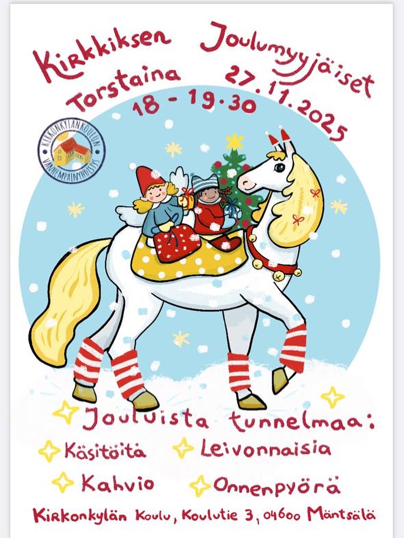 Time for Little Christmas parties and Christmas Markets in Finland will start soon. I created a poster for Kirkonkylän school in
#Mäntsälä.🙂✨🦄