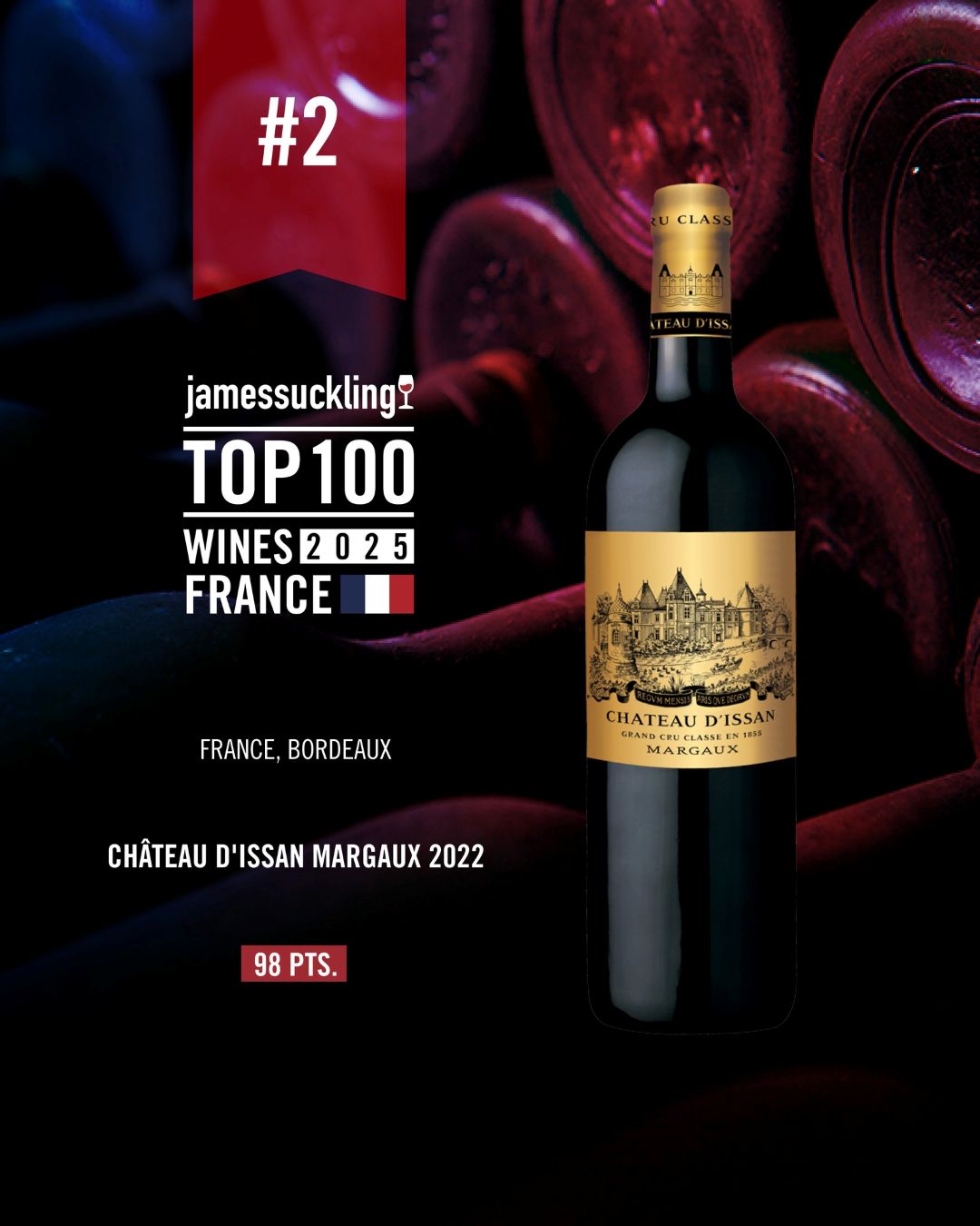 Unrivaled elegance in every sip 🍷
Ranked in James Suckling's Top 100 Wines of France, Château D'Issan Margaux 2022 is pure luxury. Blackcurrants, orange peel, cedar, and dried mushroom aromas unfold into a complex and vibrant masterpiece. With a blend of 65% Cabernet Sauvignon, 30% Merlot, and a touch of Cabernet Franc, Malbec, and Petit Verdot, this is Bordeaux at its finest. Experience its energy now or savor its greatness after 2028. Message us to reserve an allocation. First come, first served
@allstarwineimports @canadistributorsmi @europeanwineimports
#2 #ChateauDIssan #Top100WinesFrance #BordeauxElegance #LuxuryWine