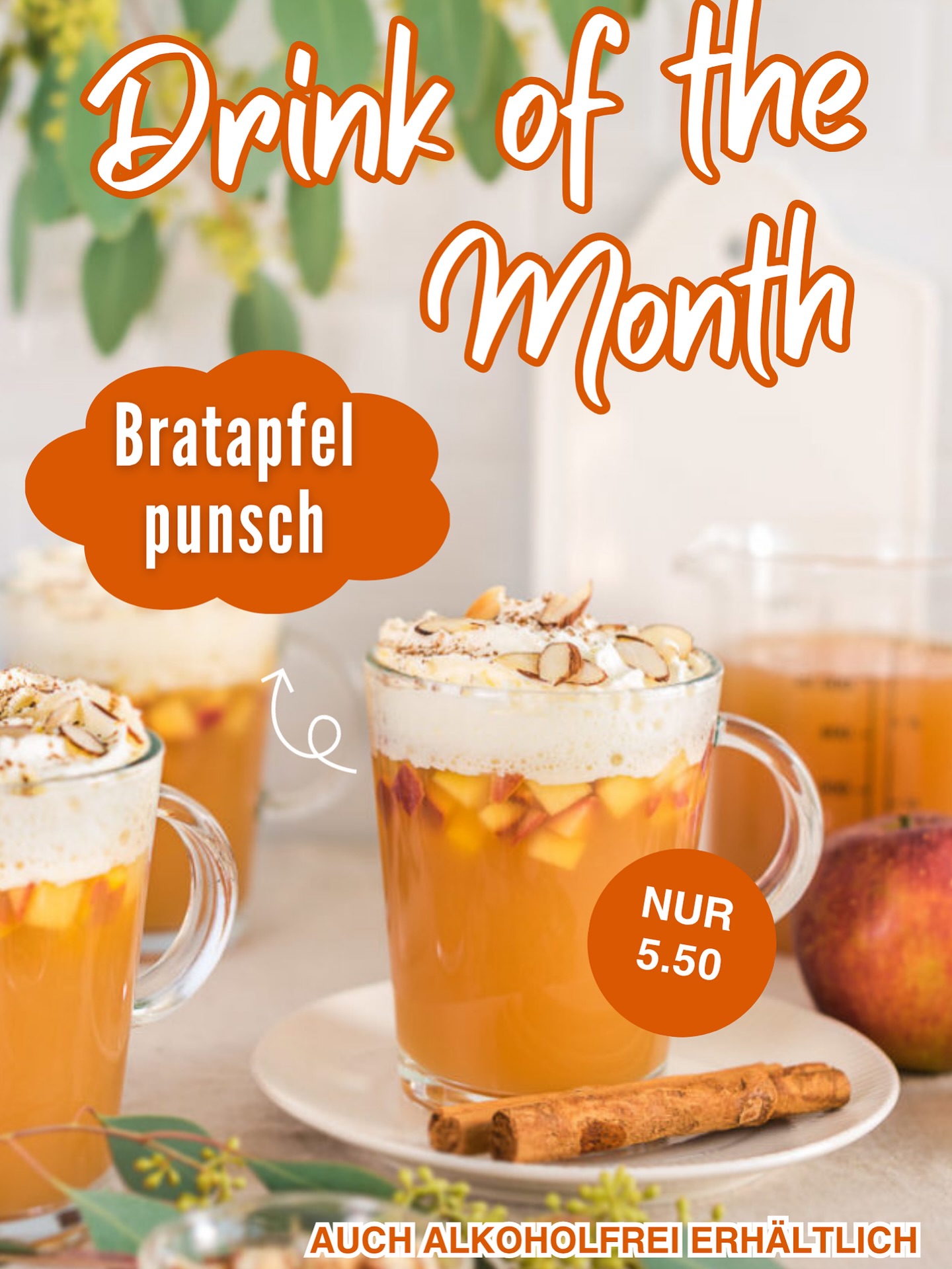 Unser Drink of the Month: Bratapfel-Punsch 🍎✨ Winterfeeling im Glas, auf Wunsch mit Schuss.
.
.
.
.
.
#drinkofthemonth #petershausen #dachau #pfaffenhofen #münchen #muc #dah #paf #coffee #cafekloiber #bäckerei #cafe #bratapfelpunsch #bratapfel
