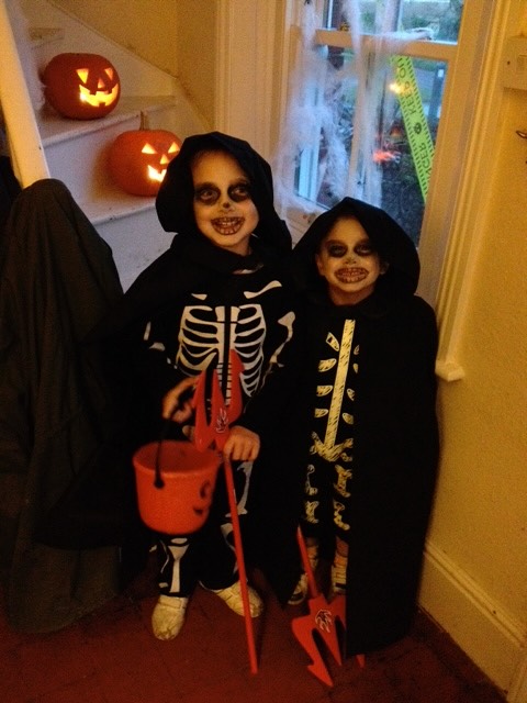 Loads of brilliantly spooky costumed kids tonight for trick or treat, was lovely to be home in time to see them all, ours are too old now but here's a throwback to the days they liked dressing up