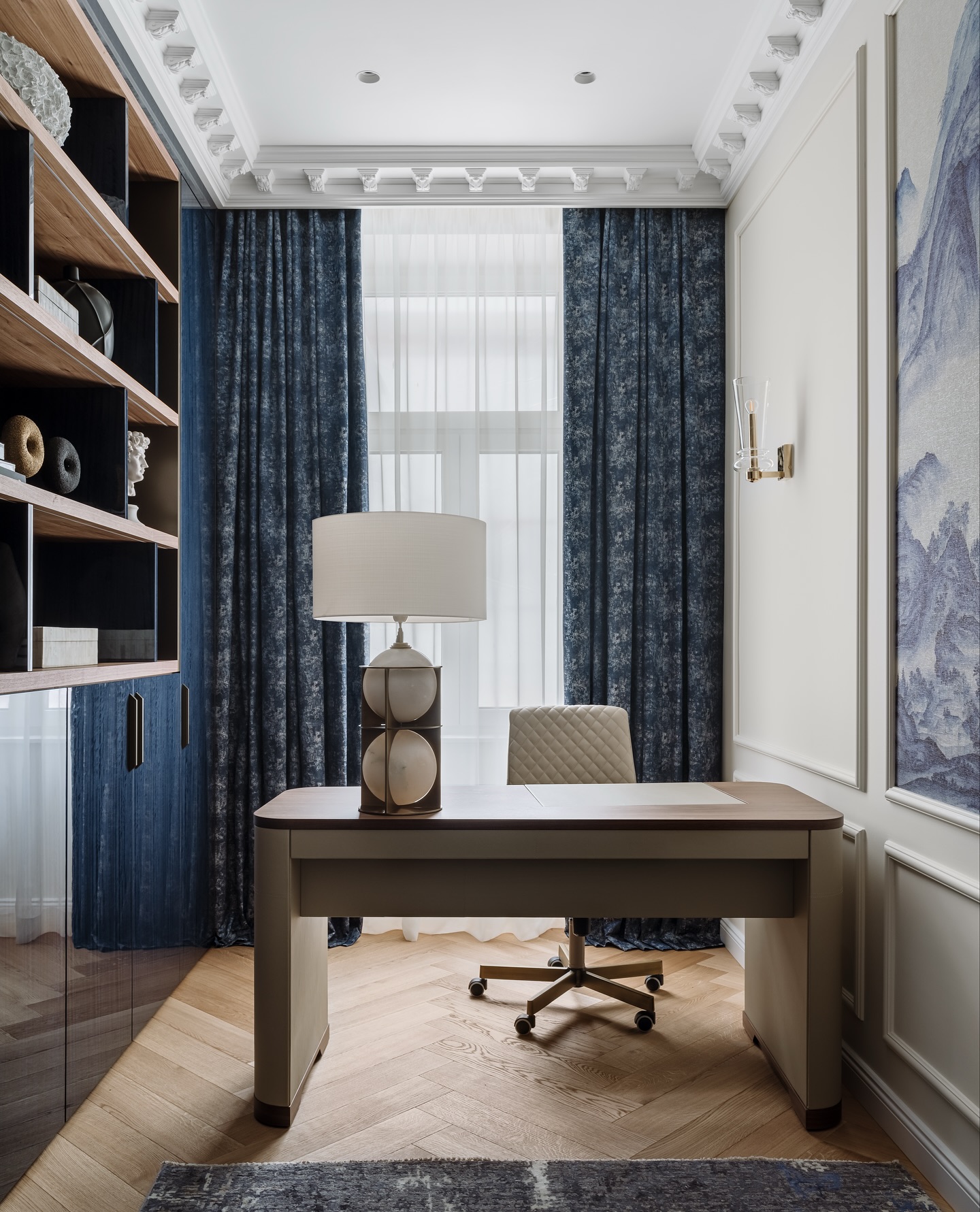 Deep wood tones, premium Italian furnishings, and carefully selected textiles create a refined and comfortable workspace. A large window floods the room with natural light, while smart zoning ensures privacy and quiet — essential for a productive day.
Deep blue drapery and a patterned rug introduce a calm elegance, adding depth and contrast to the neutral palette.
This space reflects the overall spirit of the project: functional, personal, and tastefully elegant.
www.sfdesigninteriors.com
📩office@sfdesign.at
📍Bösendorferstrasse 4, Vienna
#interiordesignvienna #interiorinspo #interiordesign #viennainteriordesign #interiorideas #modernliving #interior #interiordesigners #interiordecor #interiorlovers