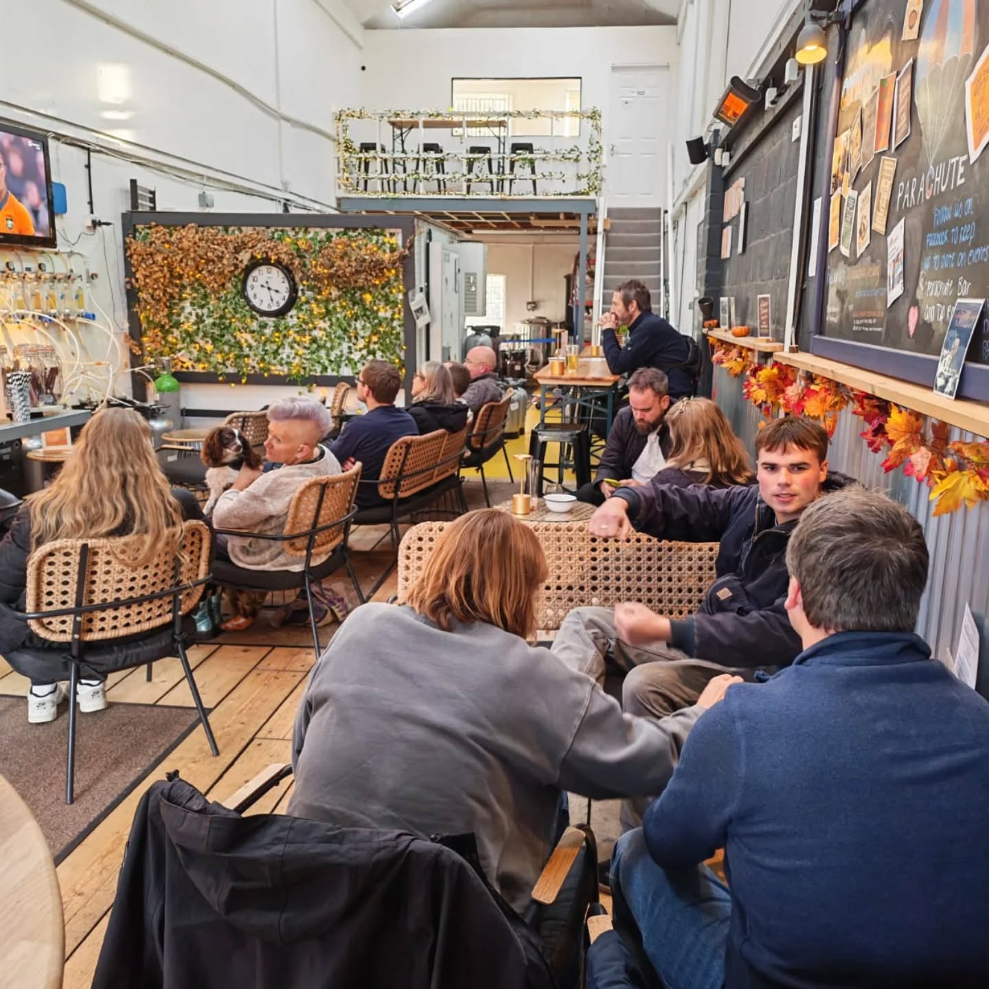 Rugby fans, everyone is comfy and ready to watch. Come on down and join us for a great time !!