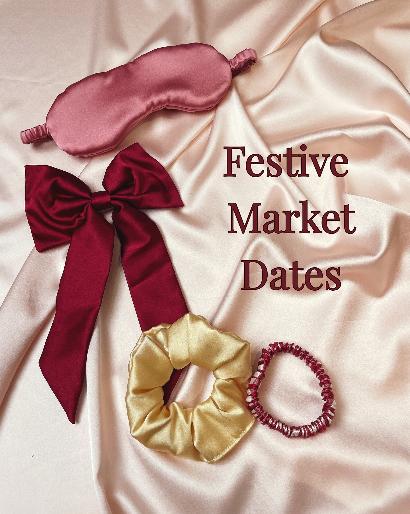 Market dates!
I’m excited to say I have a couple of local events this year along with two London dates
You can find me at
Lewes Town Hall
@artistsandmakers on Friday 14th November (opening night) and Saturday 15th November
Saltdean Lido
@paperdaisyevents on Saturday 29th November
The Crossing Kings Cross
@craftyfoxmarket on Sunday 7th December and Sunday 14th December
Image description- 1. A mid pink silk eye mask, deep red silk hair bow, gold scrunchie and red and white gingham print silk hair elastic on a pale pink silk background and deep red text reading Festive Market Dates
2. A red silk ribbon tied in a bow on a pink silk background with text reading
Artists & Makers Fair
Lewes Town Hall
East Sussex
14th - 15th November
Paper Daisy
Saltdean Lido
East Sussex
29th November
Crafty Fox Market
The Crossing, King’s Cross
London
7th December
14th December
3. The poster for Artists and Makers Fair 2025
4. The poster for Paper Daisy’s Christmas Makers Fair at Saltdean Lido
5. The poster for Crafty Fox Market’s Christmas dates