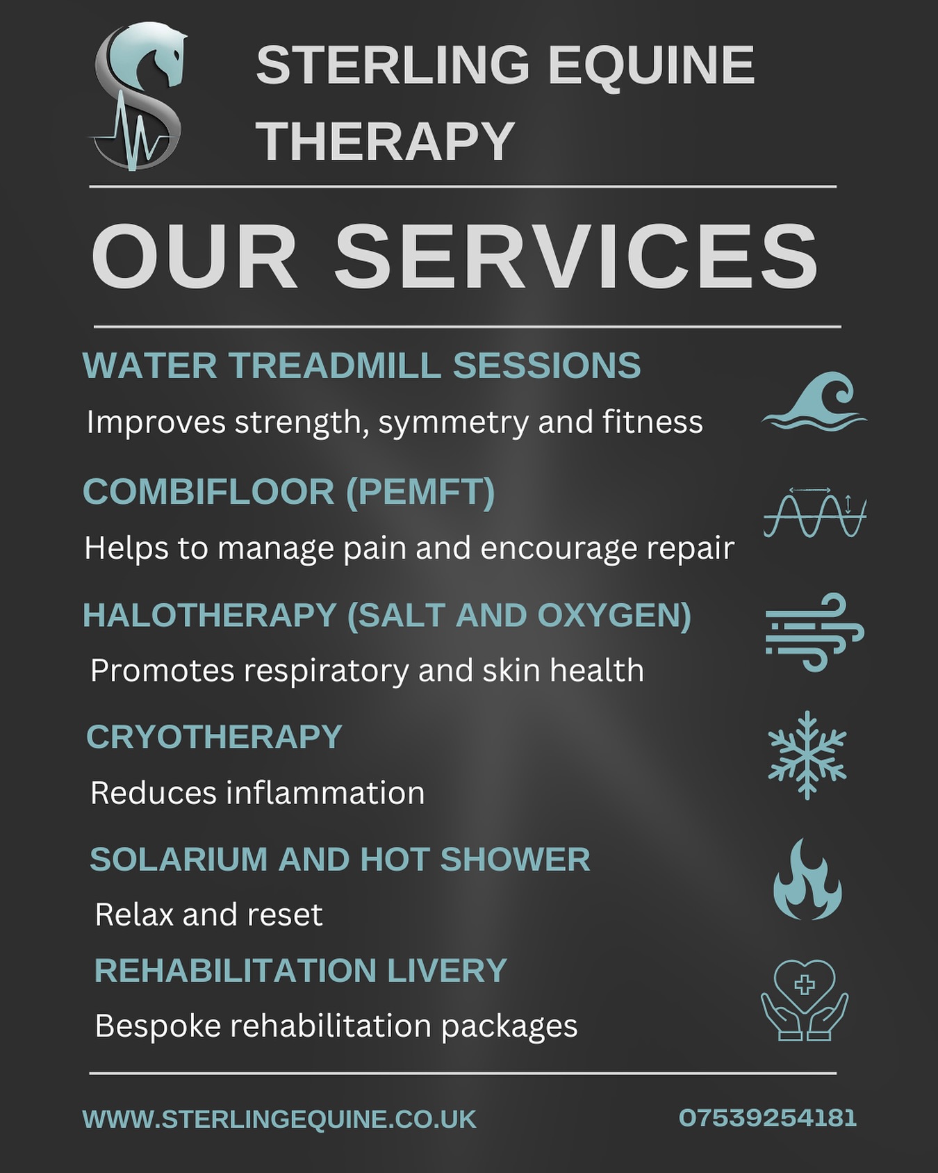 We aren’t just a water treadmill centre — we offer complete equine wellness. 🐎✨
With advanced therapies, expert hands, and a focus on excellence, Sterling Equine Therapy delivers the care your horse deserves.
Discover the difference in performance, recovery, and overall well-being.
📅 Book your horse’s session or learn more about our services at www.sterlingequine.co.uk
#SterlingEquineTherapy #EquinePerformance #LuxuryCare #Hydrotherapy #EquineWellness