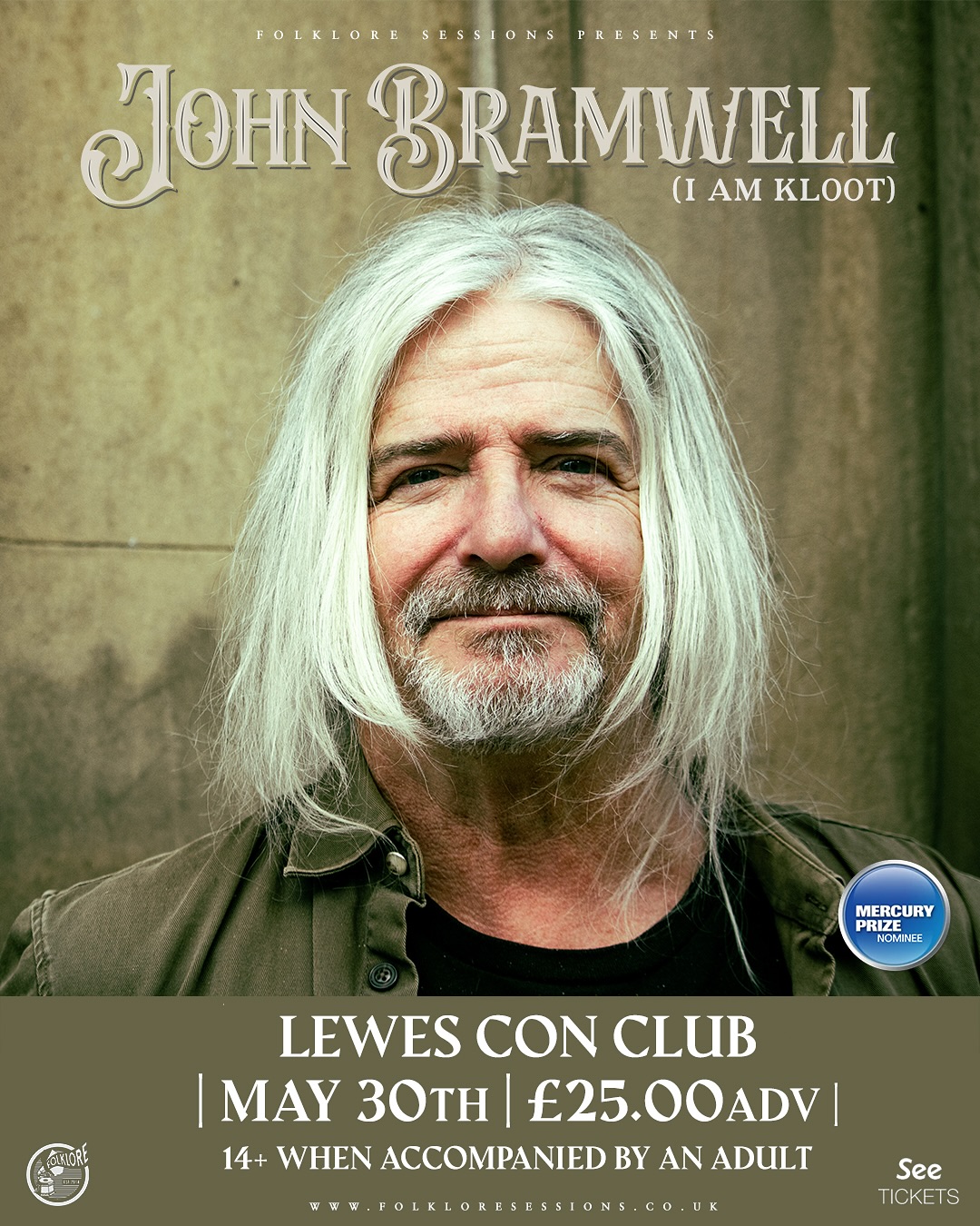 📣 NEW SHOW ANNOUNCEMENT(S) 📣
As the singer in I Am Kloot from 1999 to 2014, John Bramwell achieved a Mercury Prize nomination for 2010’s The Sky At Night, a Top 10 chart position for 2013’s Let It All In, numerous UK and European tours and a triumphant farewell at the Queen Elizabeth Hall with an orchestra in 2014.
We’re bringing him to both Lewes Con Club and a special matinee show at The Folklore Rooms the following day 🖤
Wonderfully grown-up pop music delivered by an adept songwriter’
- 4* MOJO
‘This is hazy music, with purpose, and very pretty with it.’ - 4*
- The Times
‘A unique voice both literally and metaphorically’
- Lauren Laverne
‘Bramwell’s new songs are spellbinding’ - The Guardian
‘My favourite songwriter of all time’ - Cate Blanchett
‘The UK’s finest export’ - New York Times
Tickets are available NOW 🚨
FOLKLOREx