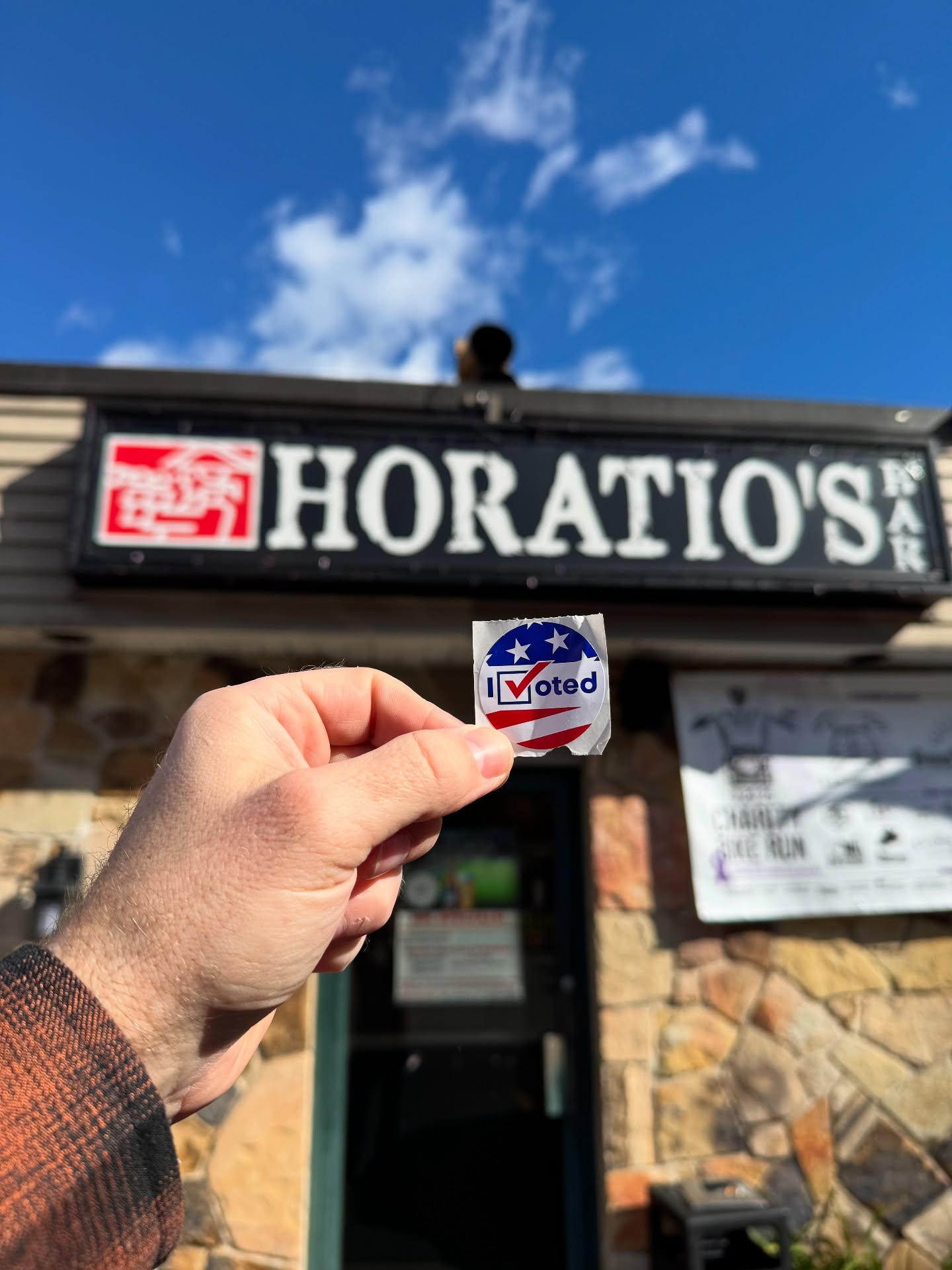 Today’s the day! Go out and vote! 🇺🇸 Bring your sticker in to get a complimentary shot of Apple Pie Moonshine or Green Tea!