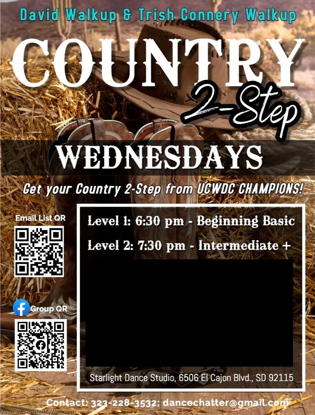 Wednesday Country 2-Step Classes return to Starlight starting tonight, Wednesday, Nov 5th!
Join us in class and on the dance floor đ