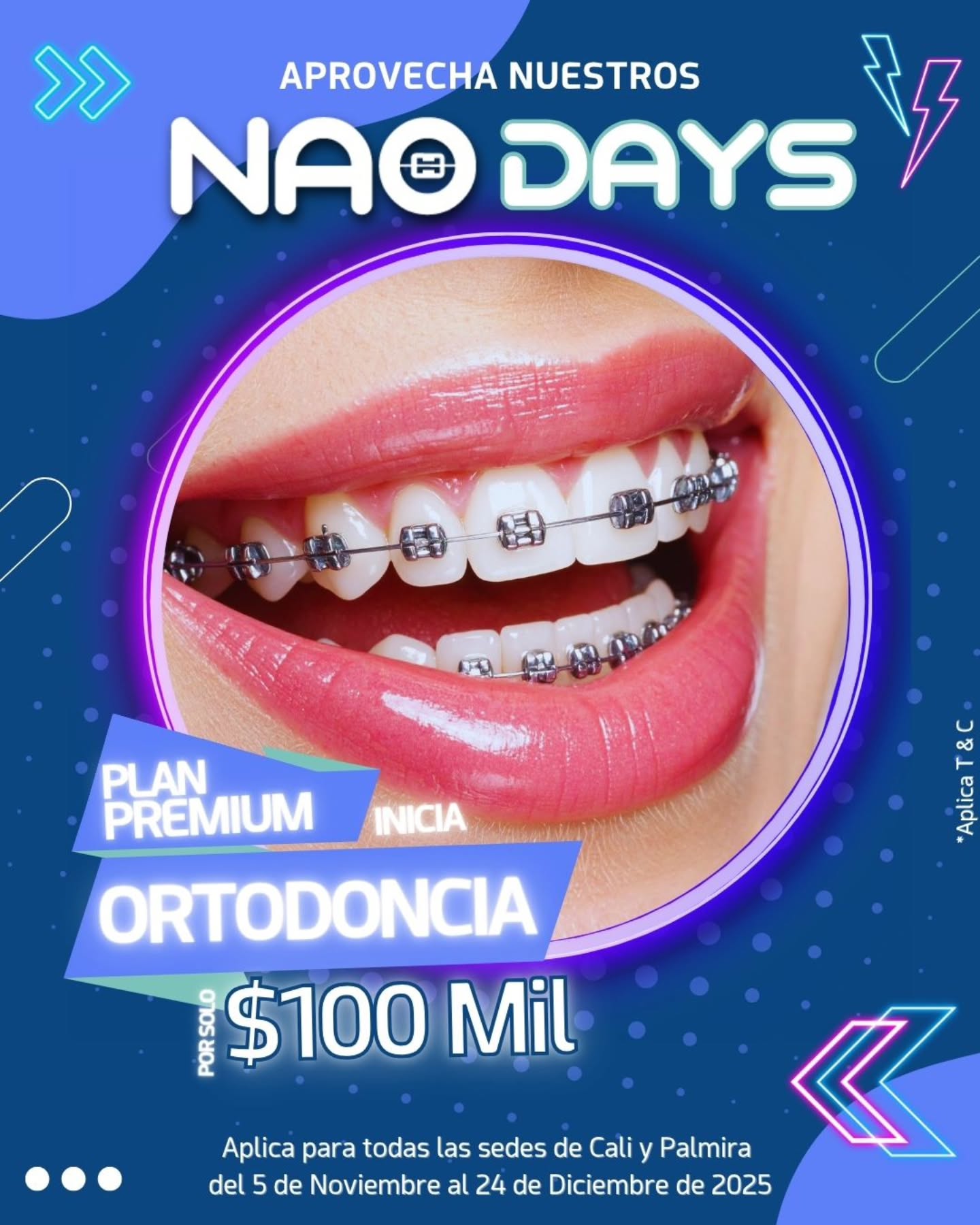 ¡Llegaron los días más esperados ! 🦷💙
Inicia ortodoncia premium por solo $100 Mil.
Incluye:
✔️ Valoración por odontólogo con cámara intraoral
✔️ Radiografía panorámica
✔️ Valoración por especialista en ortodoncia
✔️ Higiene oral profunda de inicio
✔️ Montaje inicial de brackets (plan premium)
✔️ Retenedor en acetato al finalizar el tratamiento (aplica si no faltas a ningún control)
No te quedes sin agendar tu cita!
📅 Promoción válida del 5 de Noviembre al 24 de Diciembre de 2025. En todas nuestras sedes.