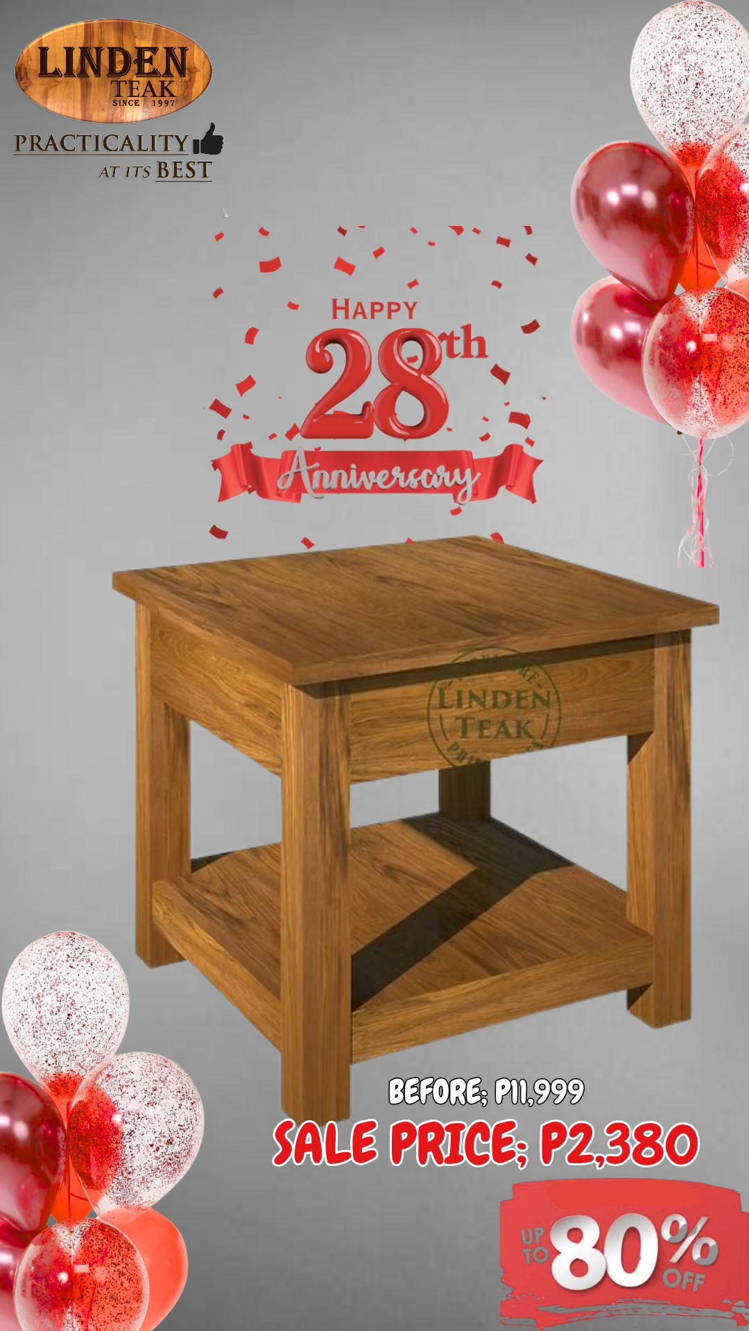 🎉 Celebrating Our 28th Anniversary!
This month only, enjoy up to 80%OFF on select items—our biggest savings of the year! Plus, get 0% interest for up to 12 months on selected purchases.
🪑 We also offer free design consultations and 3D drawings for customized furniture, along with free delivery in select areas.
📍 Visit our stores to explore over 500 actual ITEMS on display, or browse online at www.lindenteakfurniture.com.