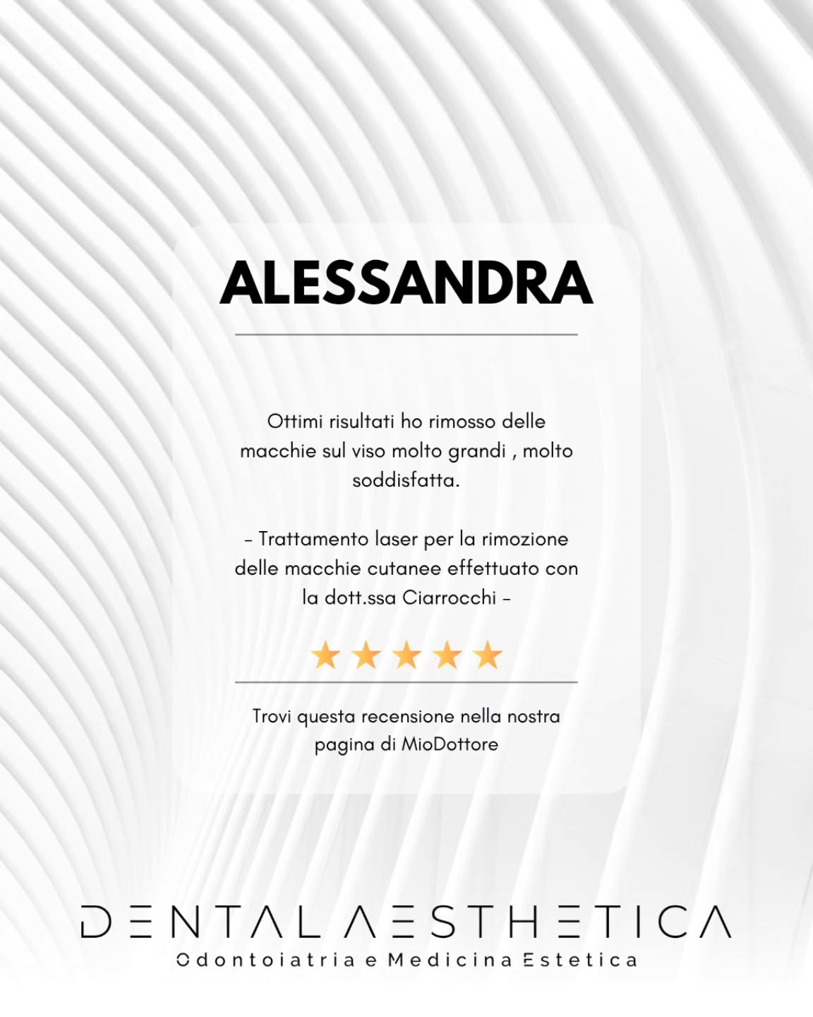 Trovi questa e altre recensioni sulle nostre pagine Google e MioDottore.
La fiducia si conquista passo dopo passo, un successo alla volta. Sappiamo che è un duro lavoro, ma ce la mettiamo sempre tutta.
Good job, @dr.silvia.ciarrocchi
#macchieviso #medicinaestetica #roma #macchiecutanee #feedback