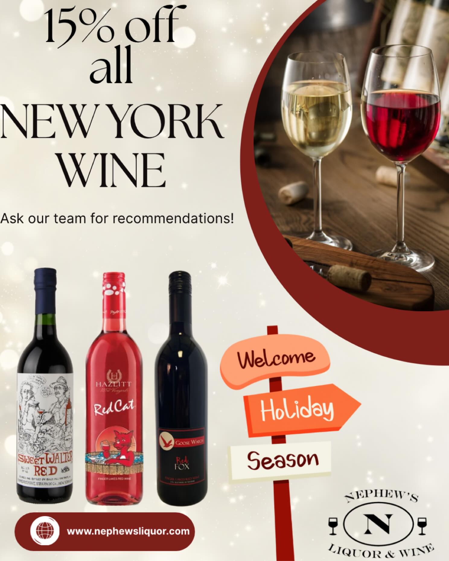 🍷 Our annual New York wine sale is here!
Time to stock up for the holiday season. 😉
(Always 20% off a case-mix and match for the ultimate variety). @goosewatchwines @hazlitt1852vineyards @bullyhillvineyards #newyorkwine#upstateny#adirondacks#lakechamplain#vermont#champlainny#rousespointny#quebec#canada#montreal